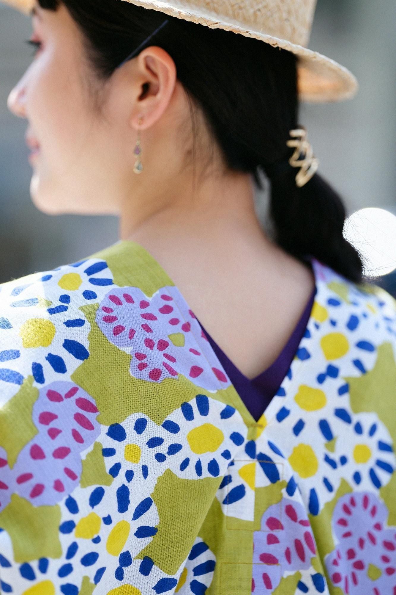 【官網限定】伊勢木棉 文 方形上衣 拼接/菊花開花