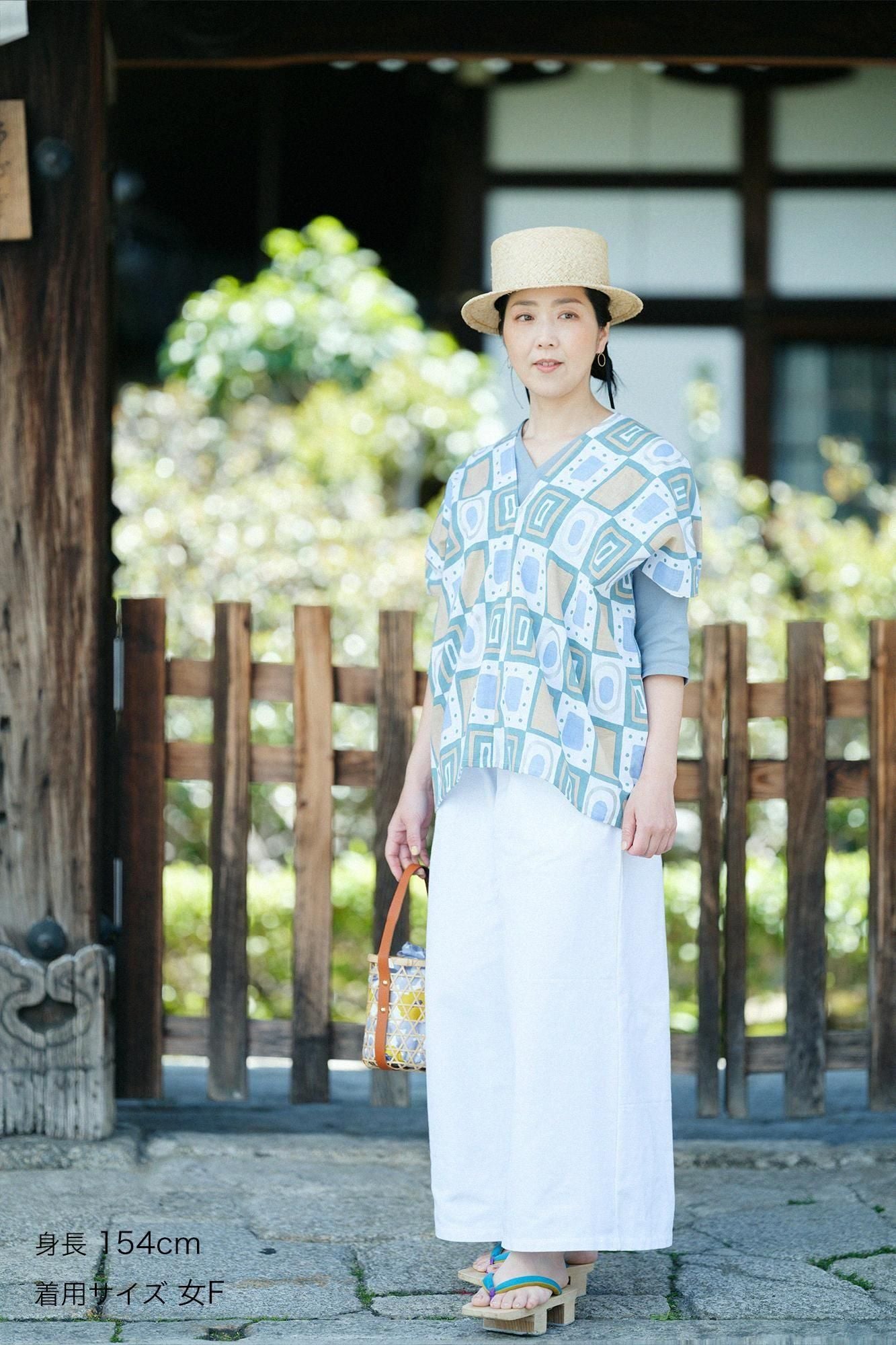 伊勢木棉 文 方形上衣 拼接/王牌