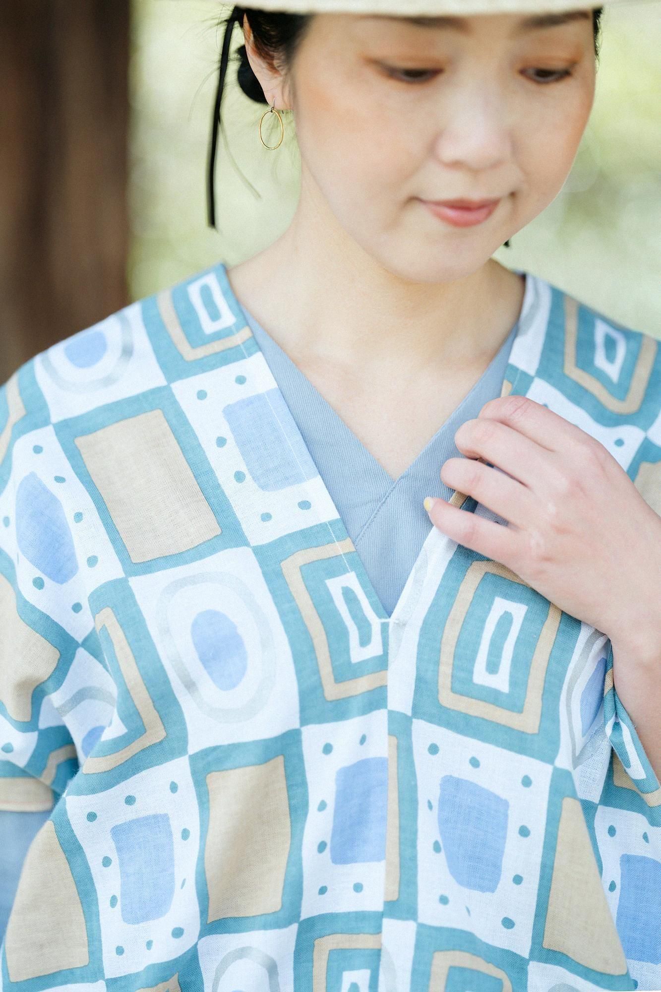 伊勢木棉 文 方形上衣 拼接/王牌