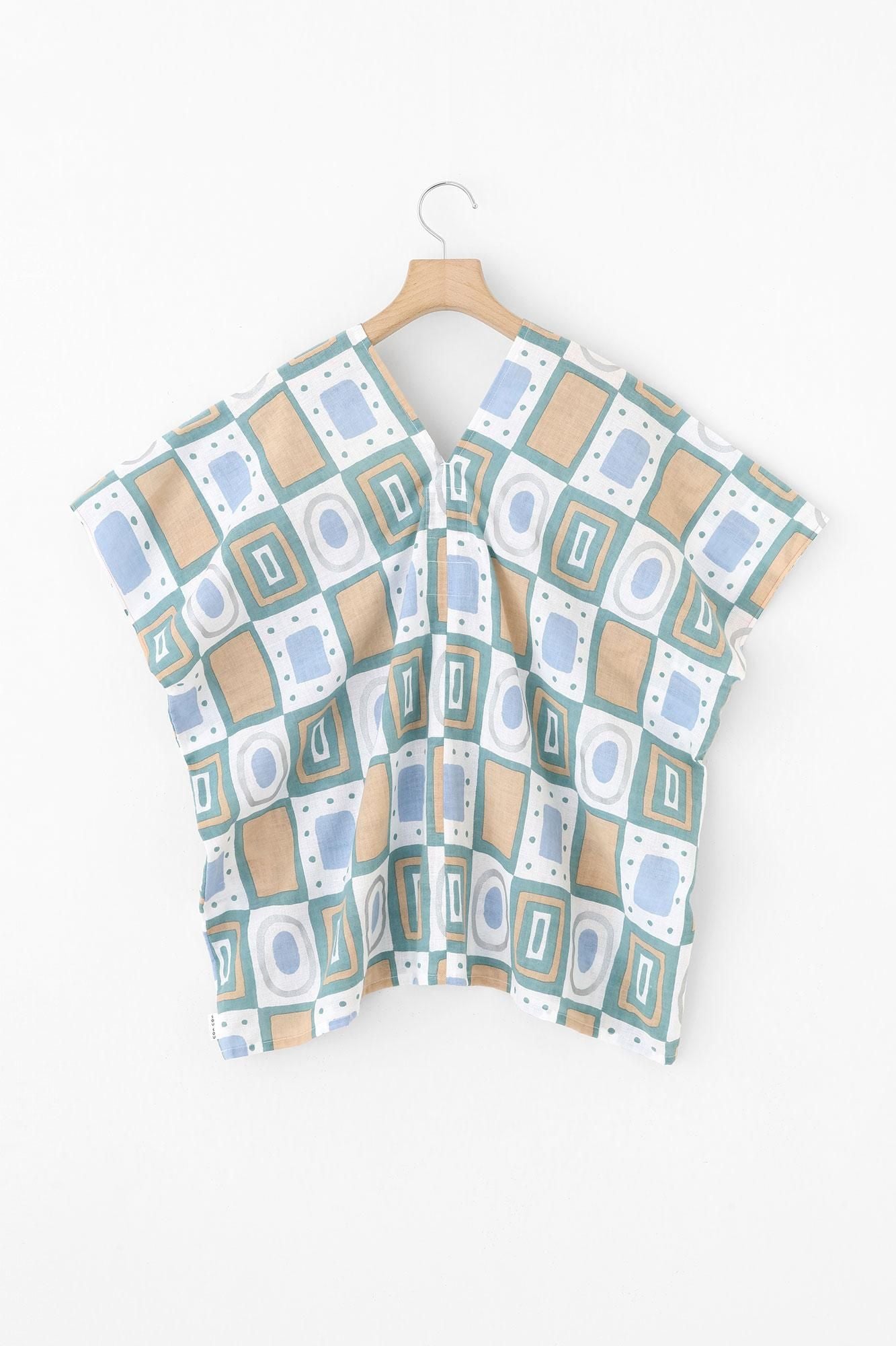 伊勢木棉 文 方形上衣 拼接/王牌