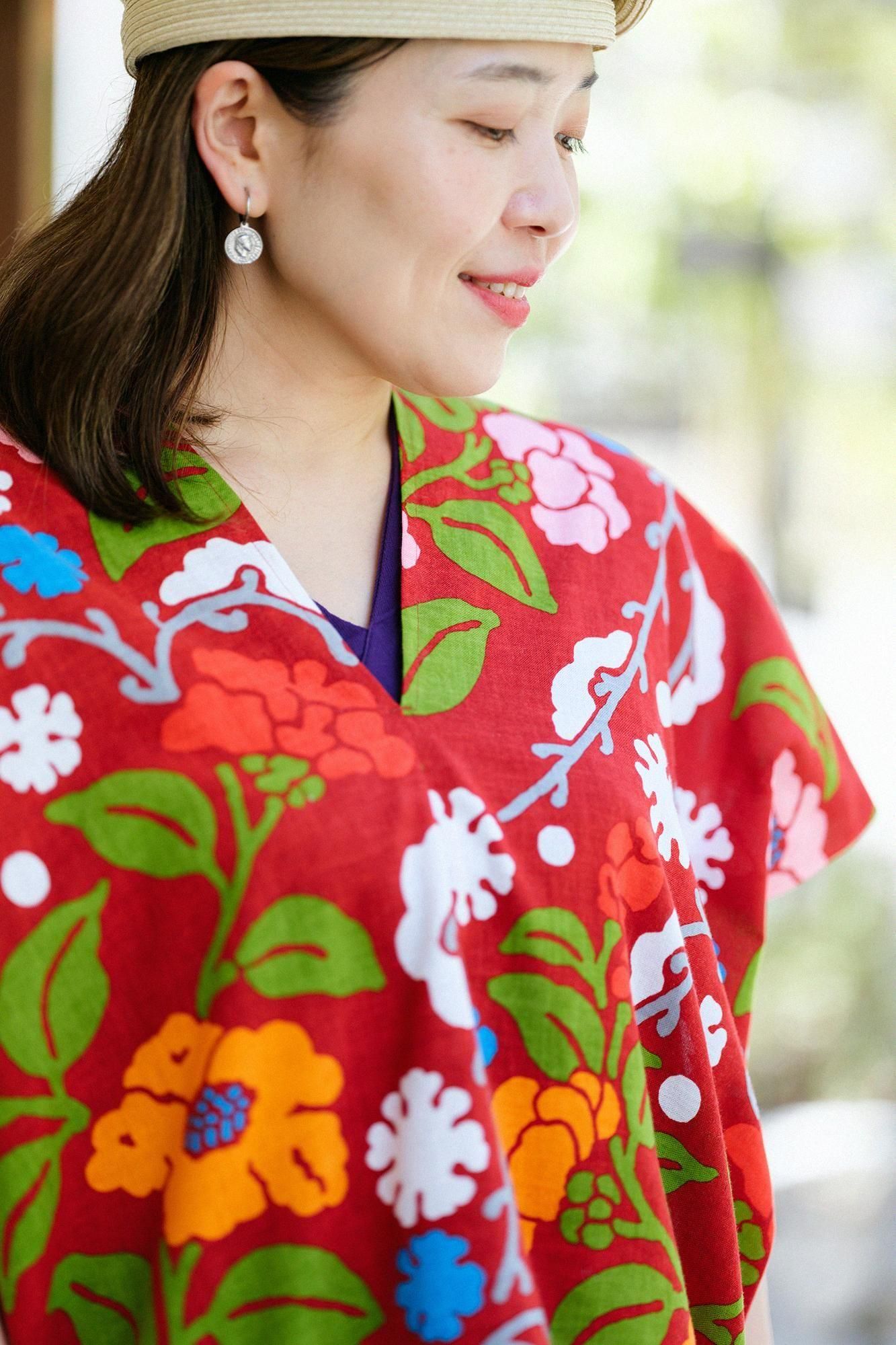 【官網限定】伊勢木棉 文 方形上衣 拼接/與山茶花的雪摩奇柳樹(雪柳與椿)