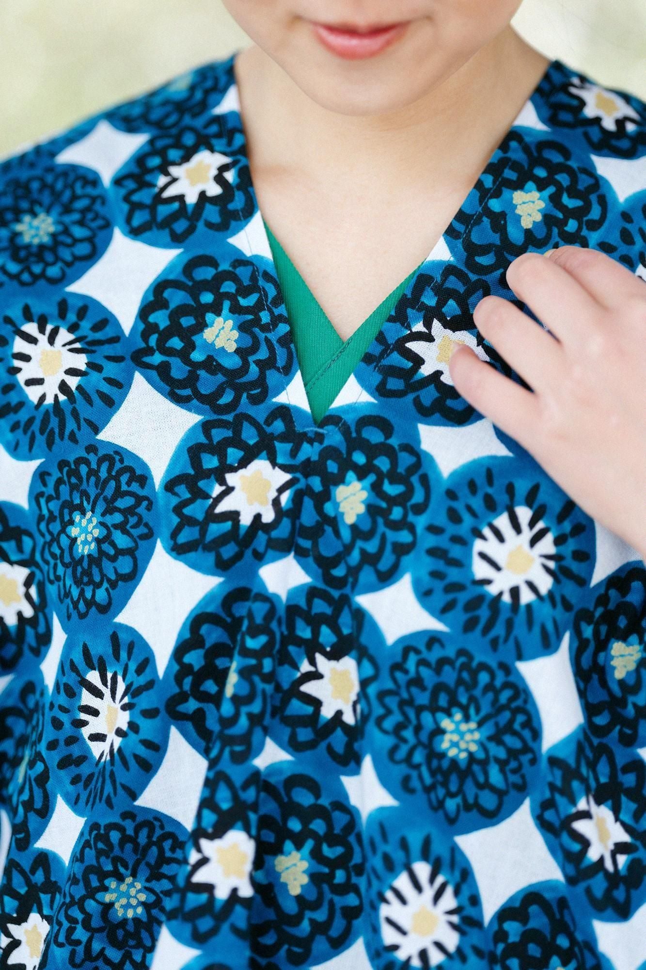 伊勢木棉 文 方形上衣 拼接/寒菊