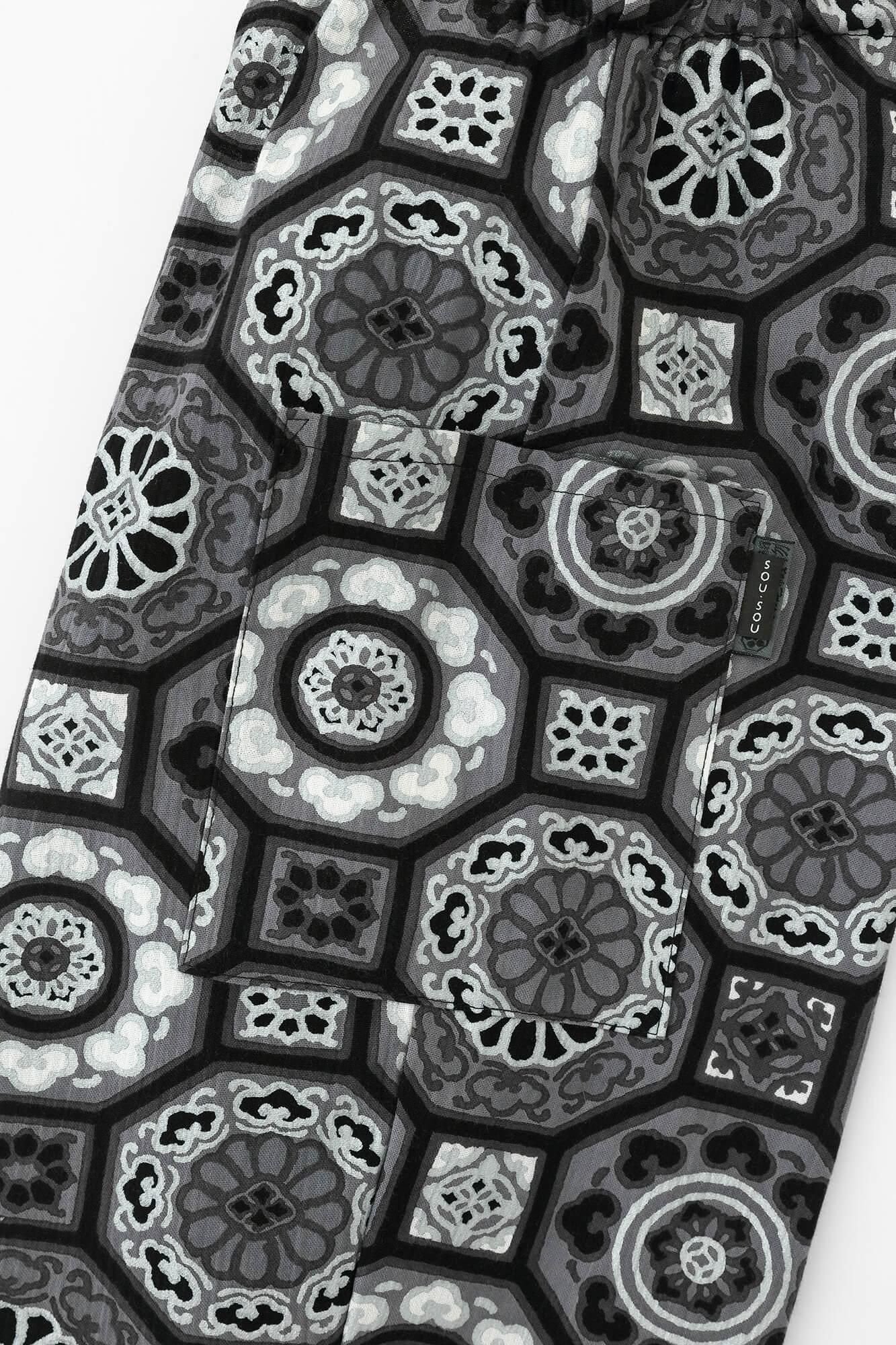 高島縮棉 20/20細腿褲/華麗黑色