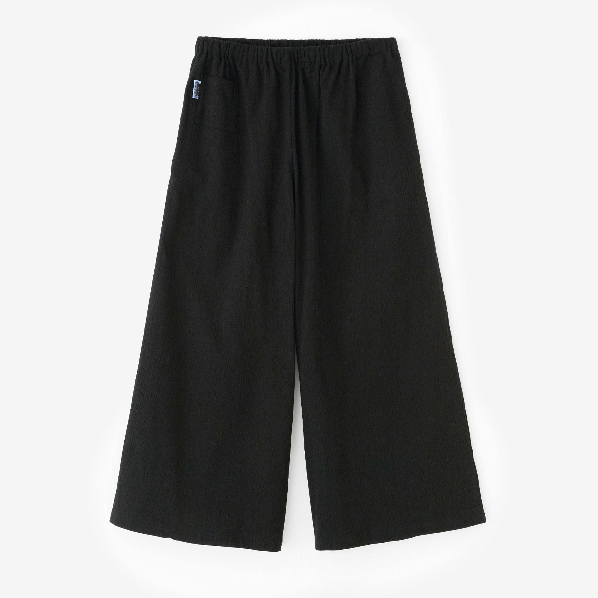 net限定】高島縮 20/20 広形（ひろなり）もんぺ／濡羽色（ぬれば