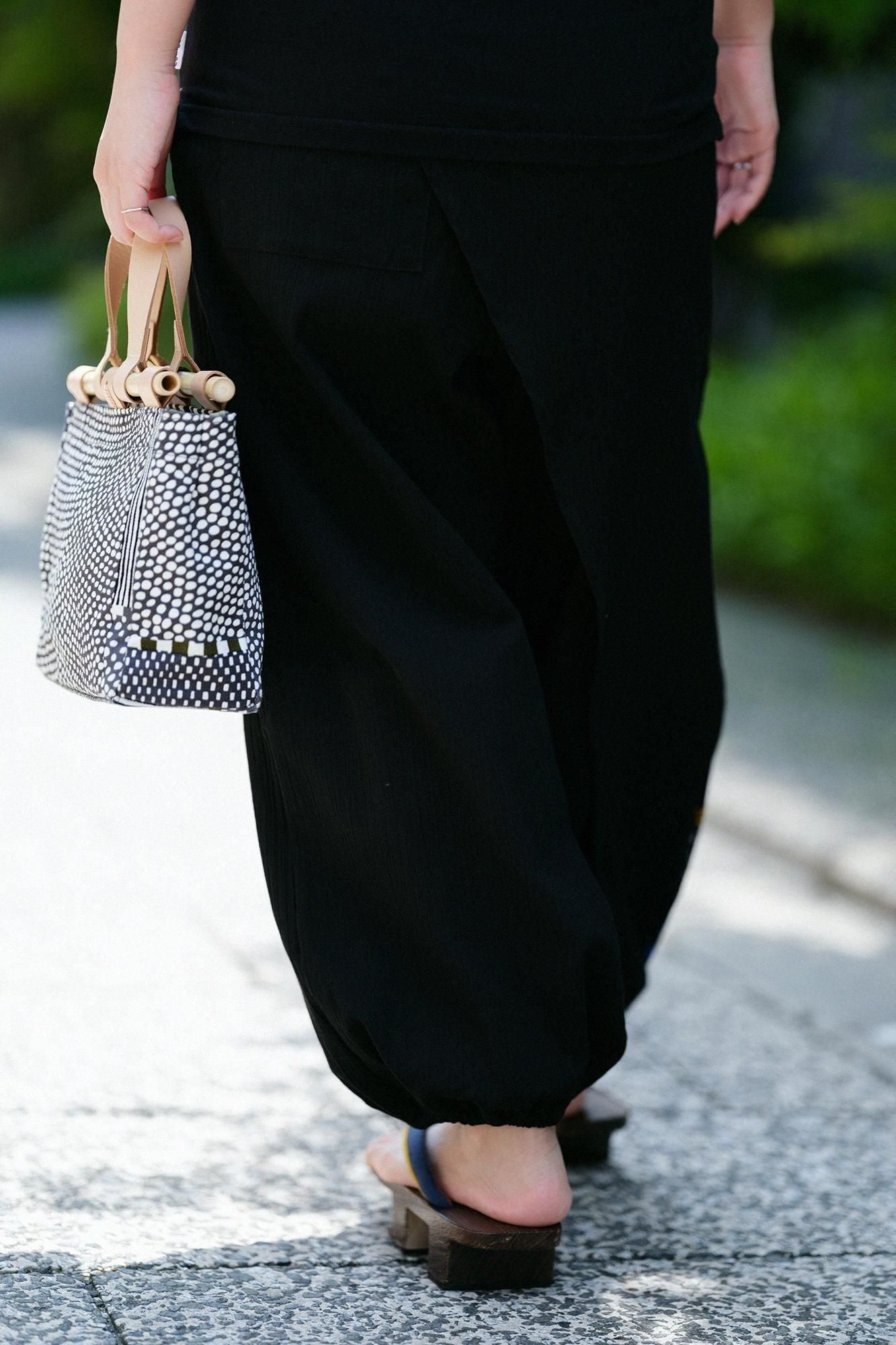 高島縮棉 20/20手柄寛衣下 和裝褲雙色/黑色×傾奇