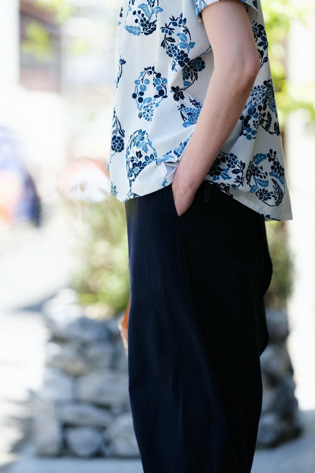 Chizimi Cotton 20/20 Wrap Harem Pants / Dark Blue 2