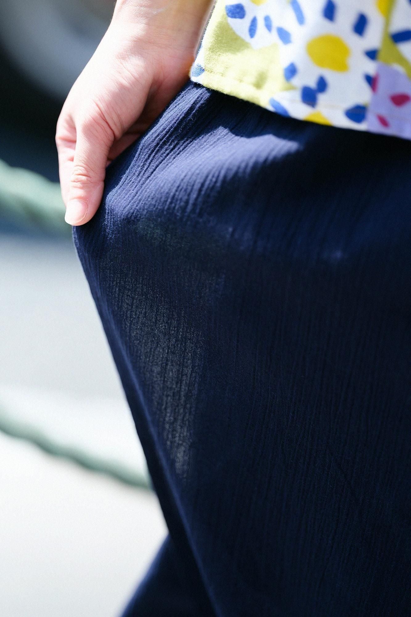 Chizimi Cotton 20/20 Wrap Harem Pants / Dark Blue 2