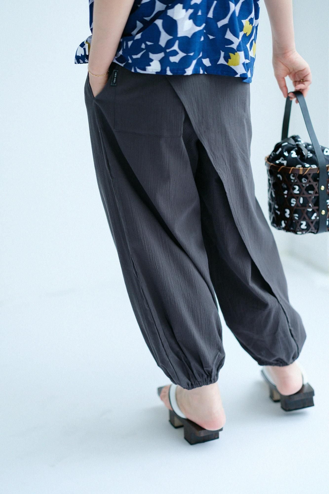 高島縮棉 20/20手柄寛衣下 和裝褲/深灰色2