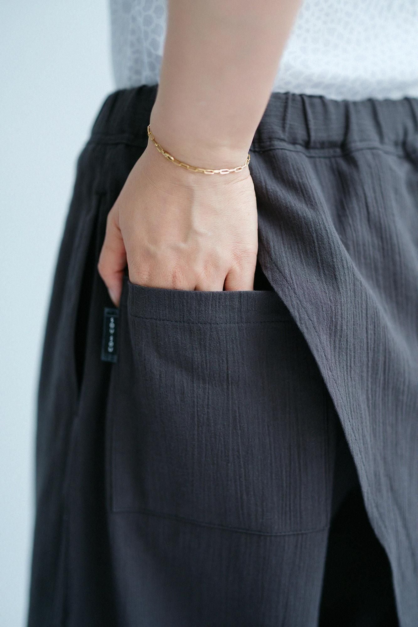 高島縮棉 20/20手柄寛衣下 和裝褲/深灰色2