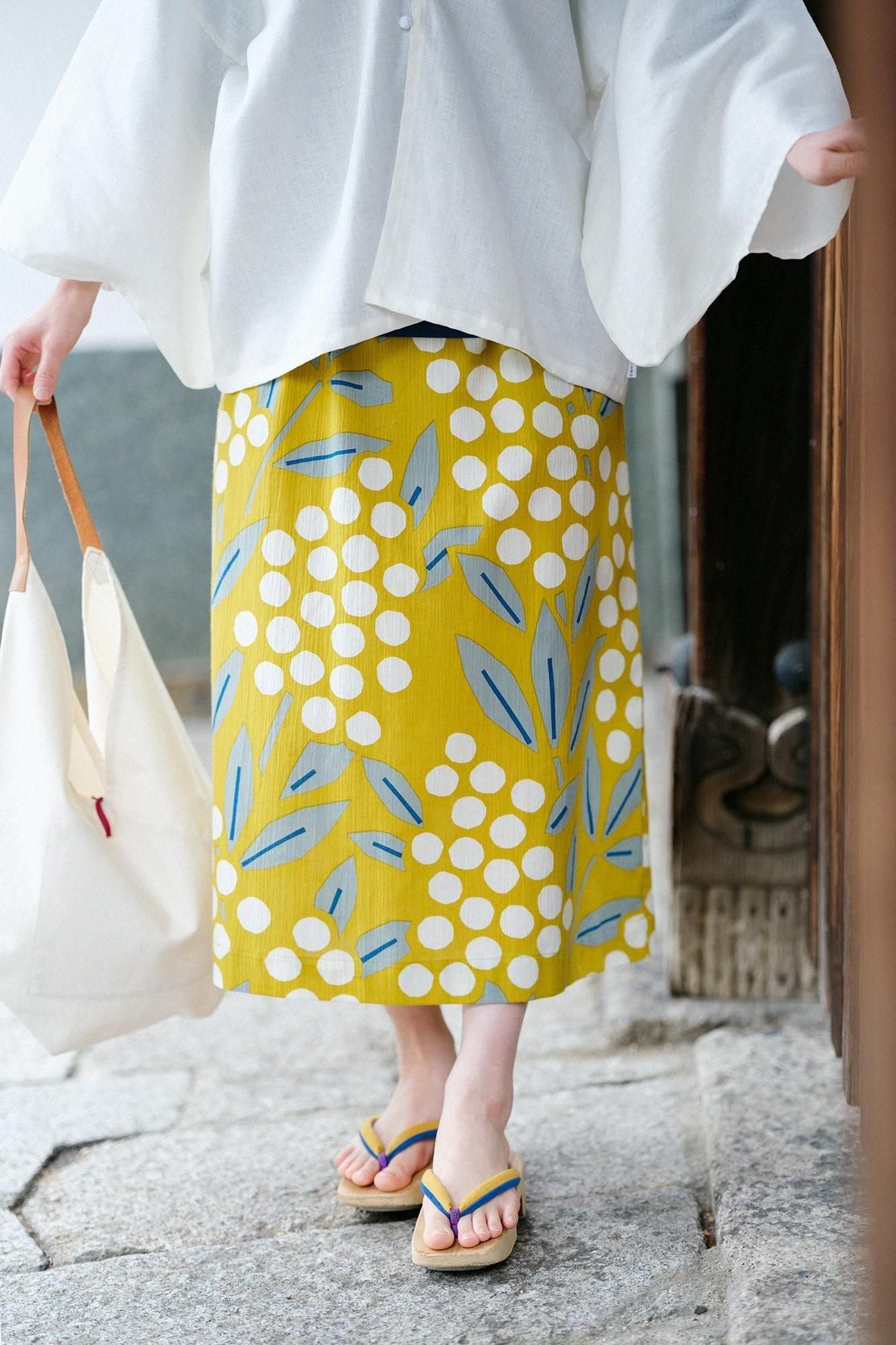 高島縮棉 20/20長裙/南天竹 金黃色