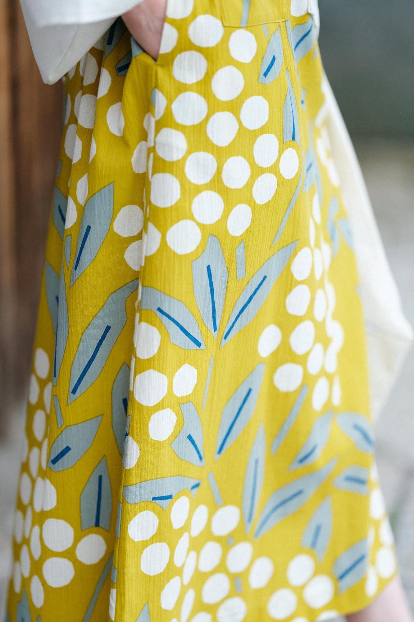 高島縮棉 20/20長裙/南天竹 金黃色