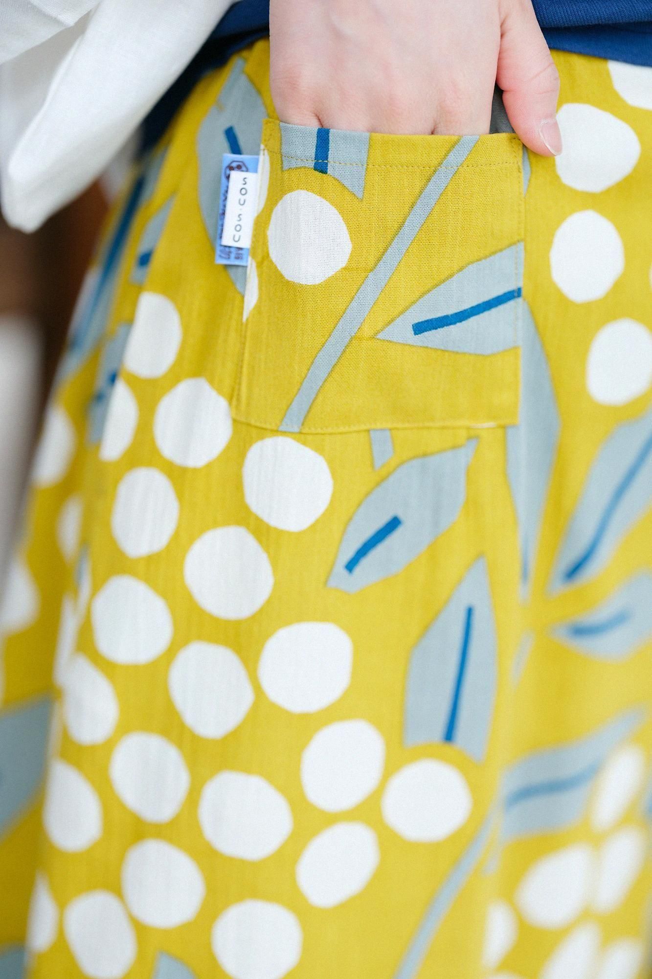 高島縮棉 20/20長裙/南天竹 金黃色