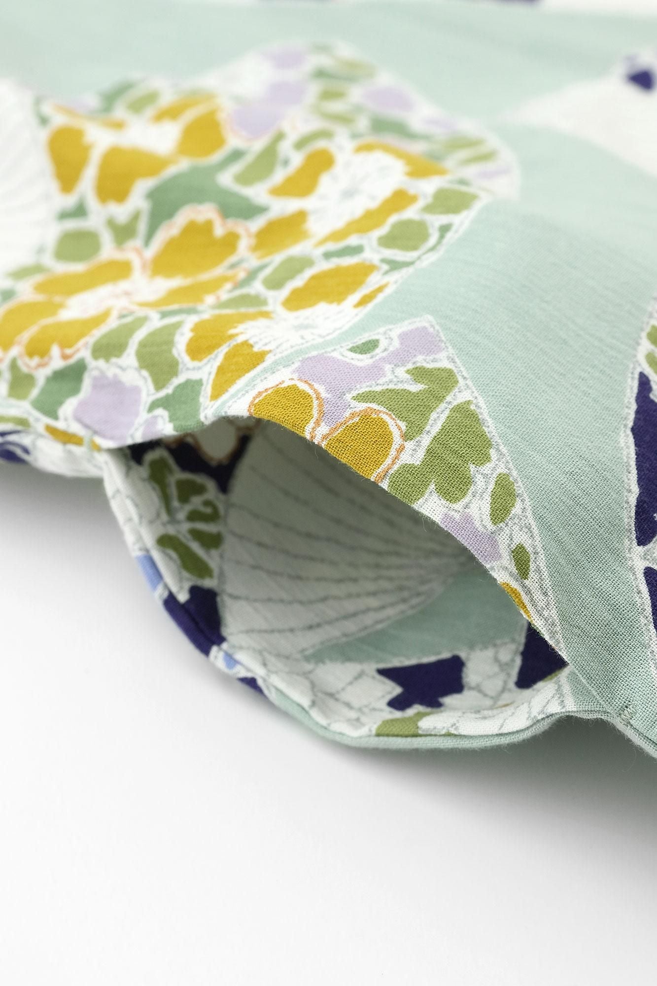 高島縮棉 20/20 長方形洋裝(chohokei)/扇子 柳灰色