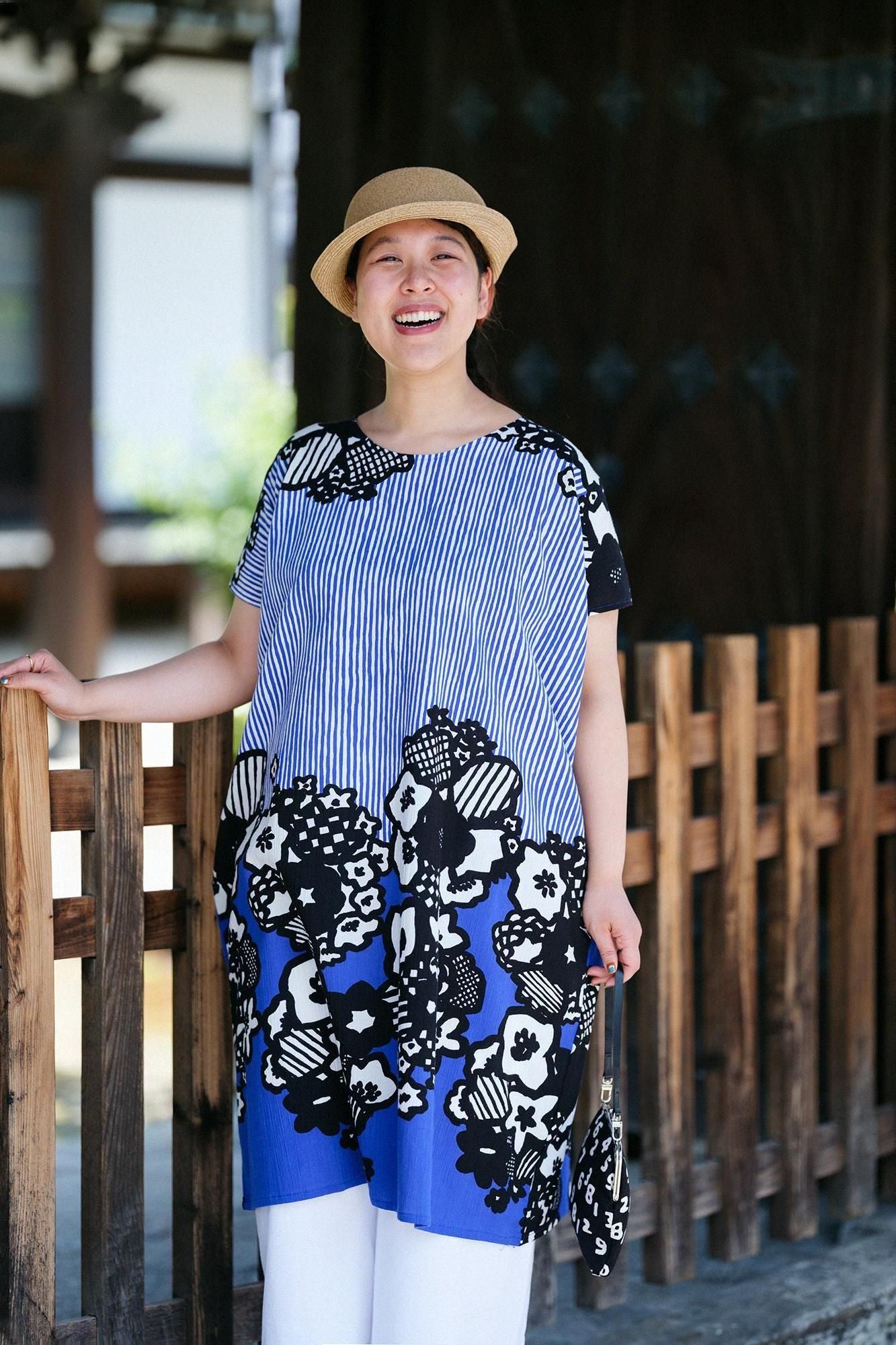 高島縮棉 20/20長方形洋裝/花彩球