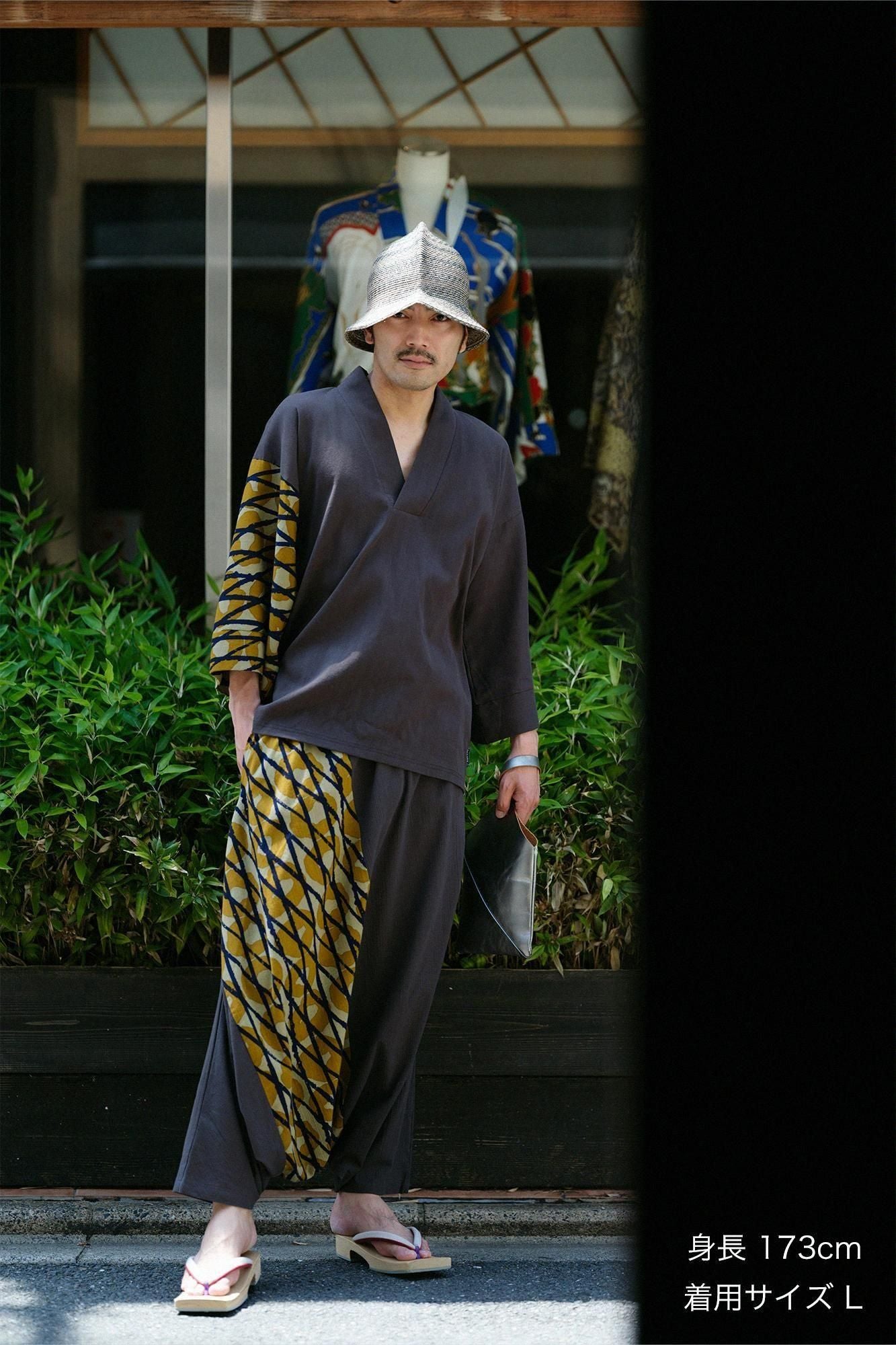 高島縮棉 20/20富士(飛鼠褲)2.0/深灰色×狂風暴雨