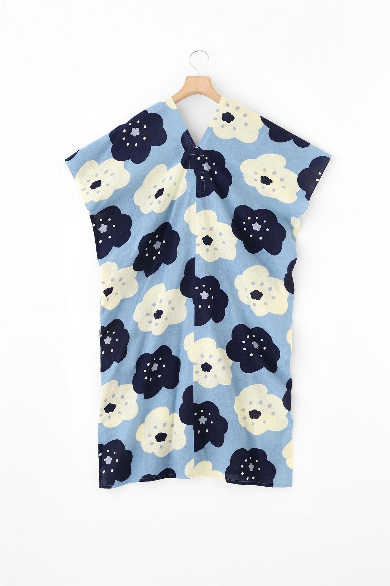 Isemomen Bun Rectangular Dress Split Joint / Smile Light Indigo