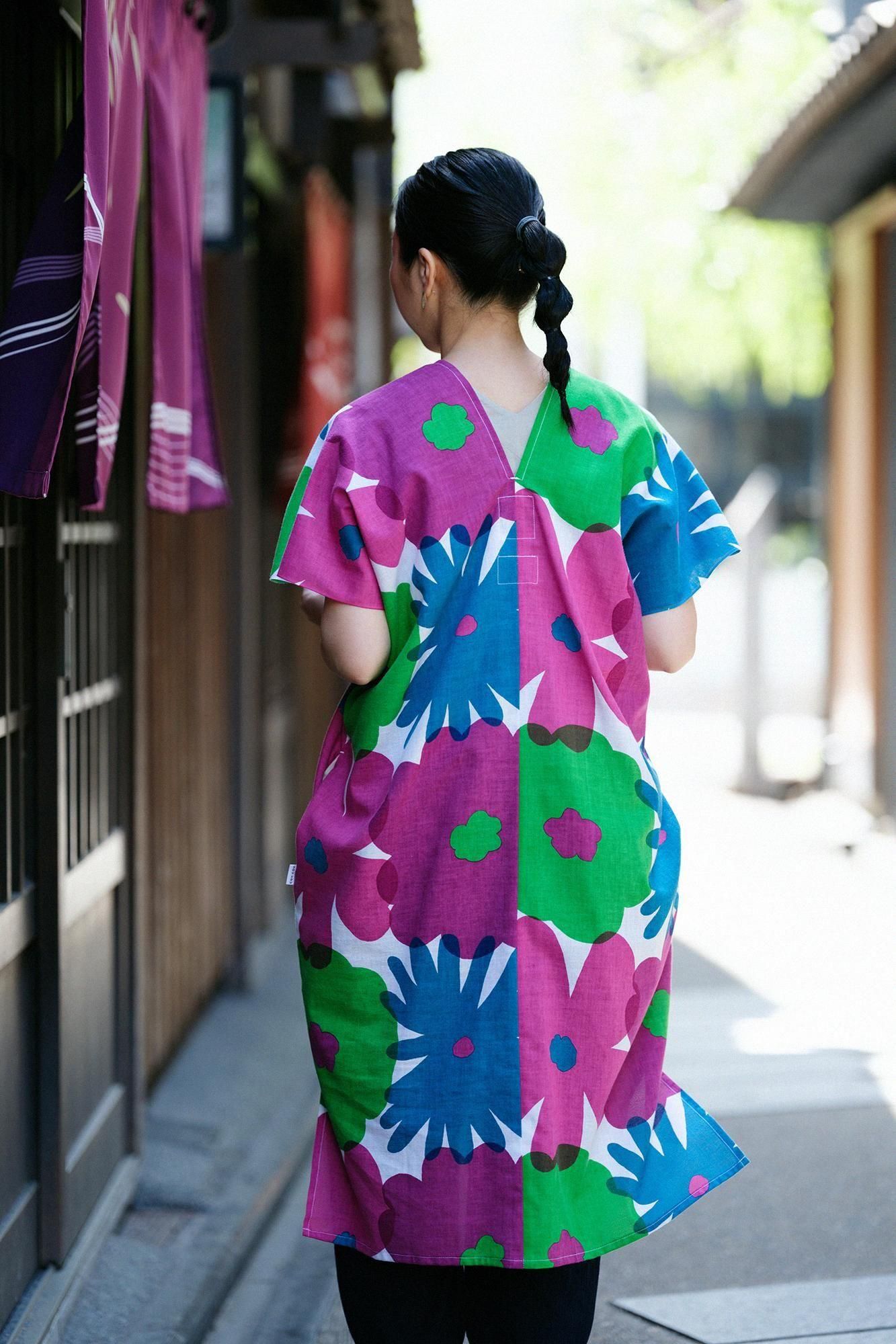 伊勢木棉 文 長方形洋裝 拼接/落落大方 繽紛琉球