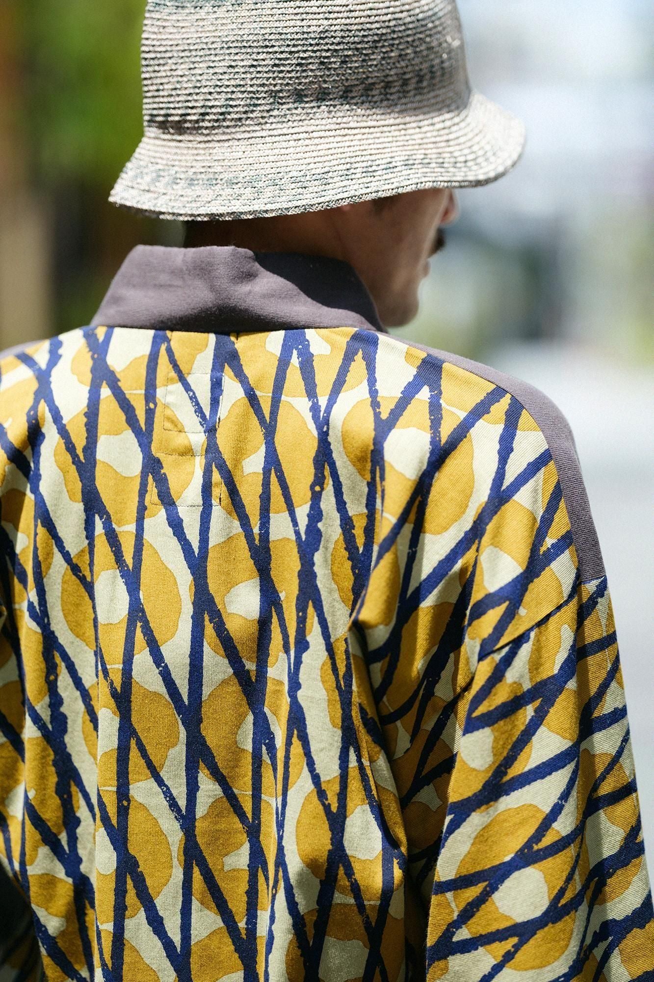 Chizimi Cotton 40/40 Fubi Kimono Shirt Bi-color / Dark Grey × Storm