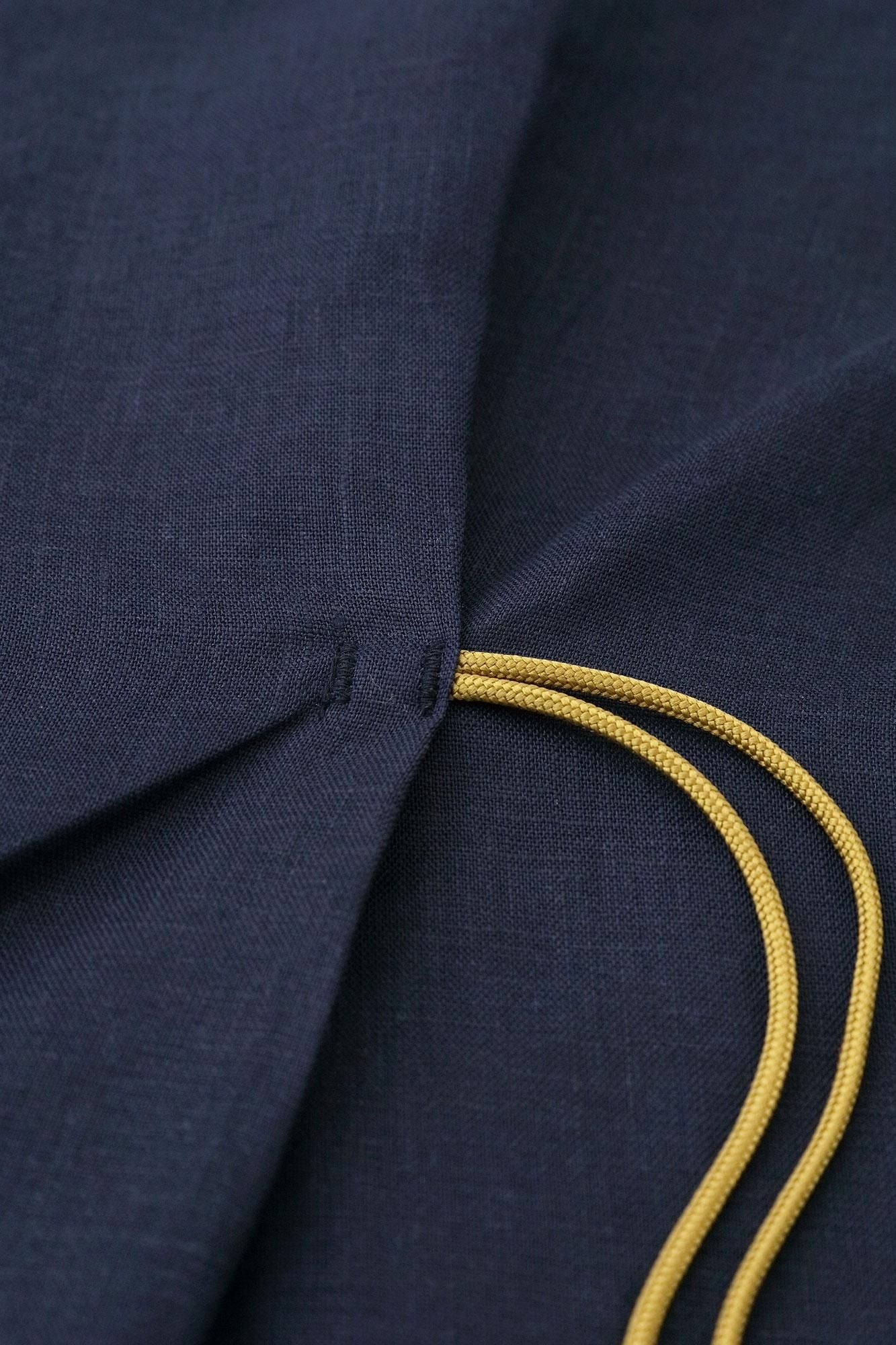 麻 如月披風斗篷袖括/深藍色