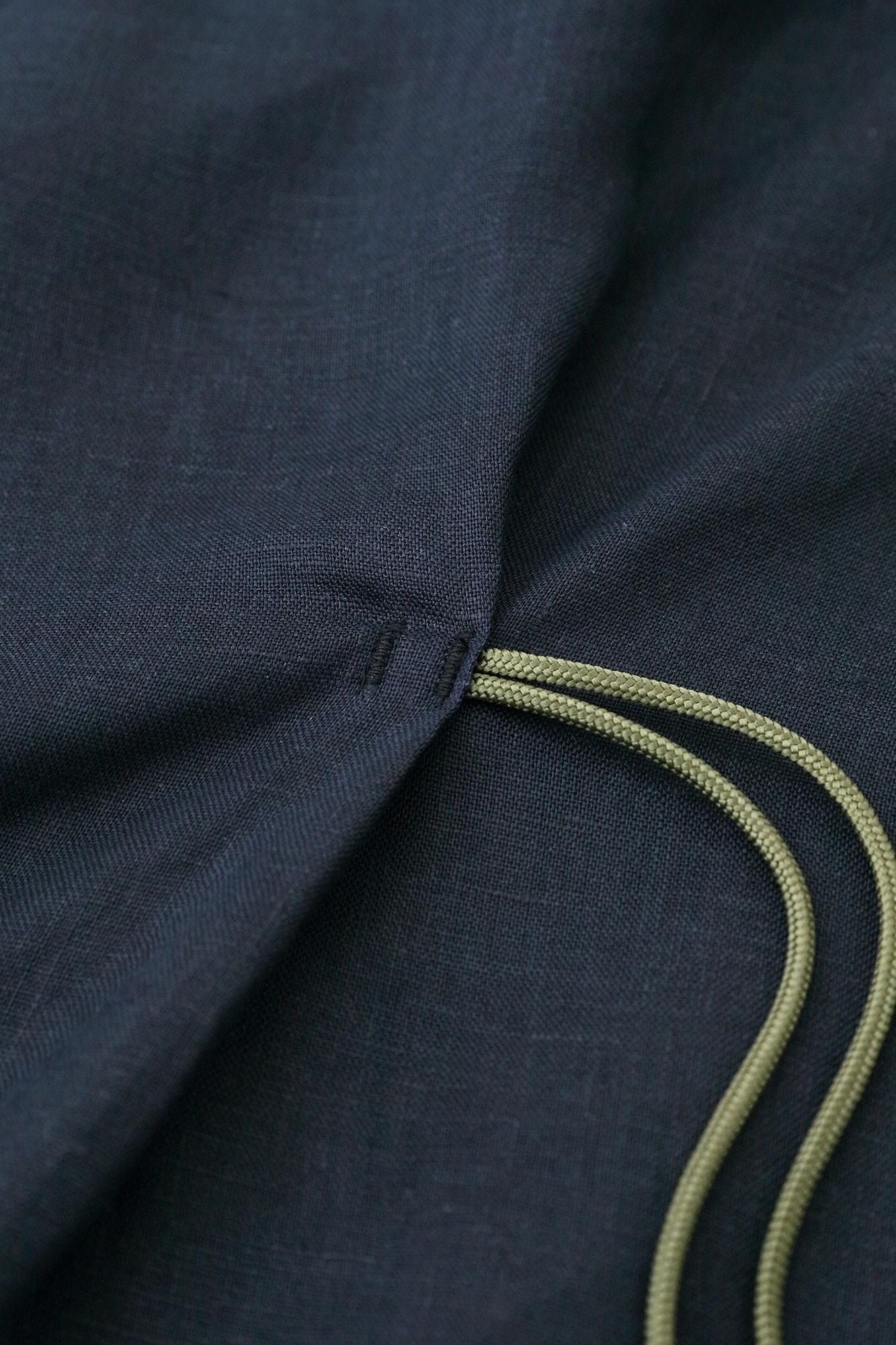 麻 如月披風斗篷袖括/藍黑色