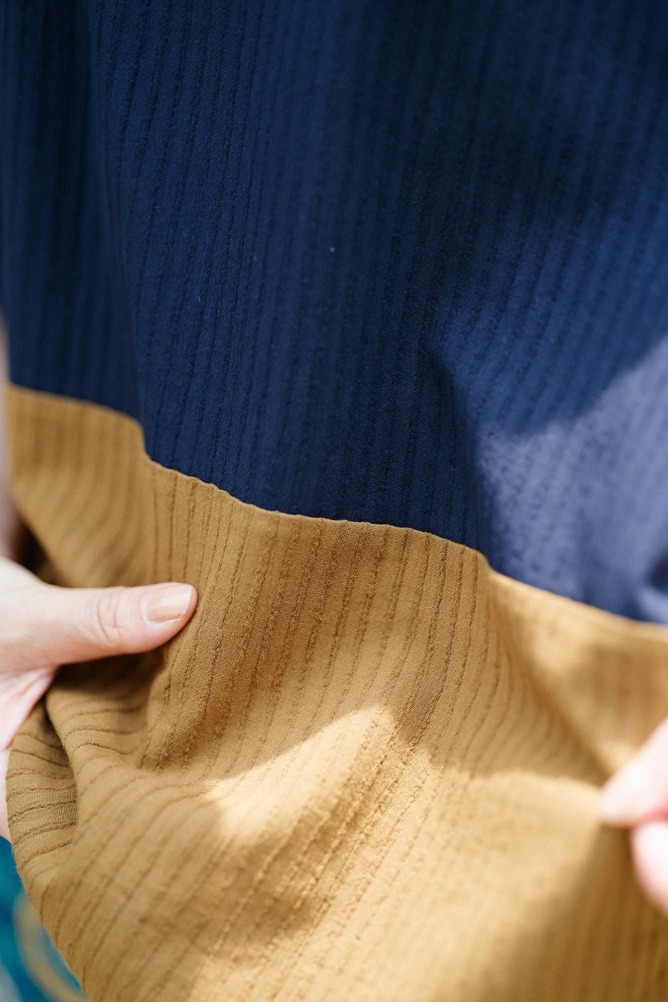 타카시마치지미 40/20 아키하 사각형옷 쿠미/남색(토메콘)×침향색(진코색)