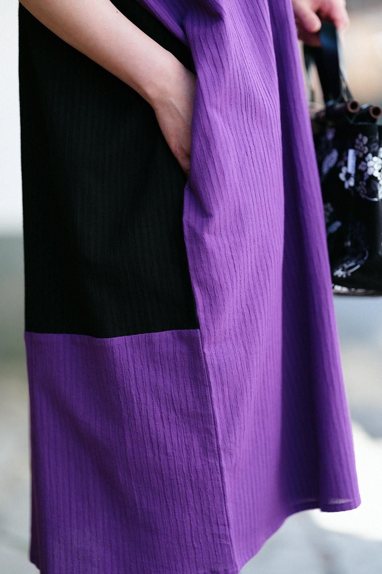 타카시마치지미 40/20 아키하 직사각형 원피스 그룹 (kumi)/검은색(목재) x Sumireiro