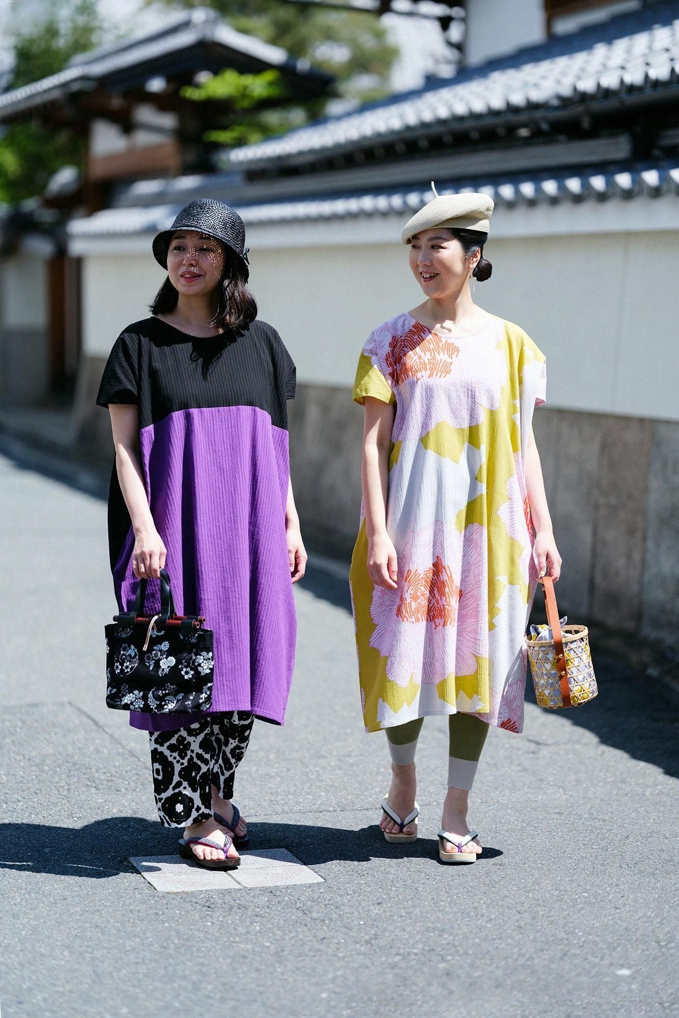 타카시마치지미 40/20 아키하 직사각형 원피스 그룹 (kumi)/검은색(목재) x Sumireiro