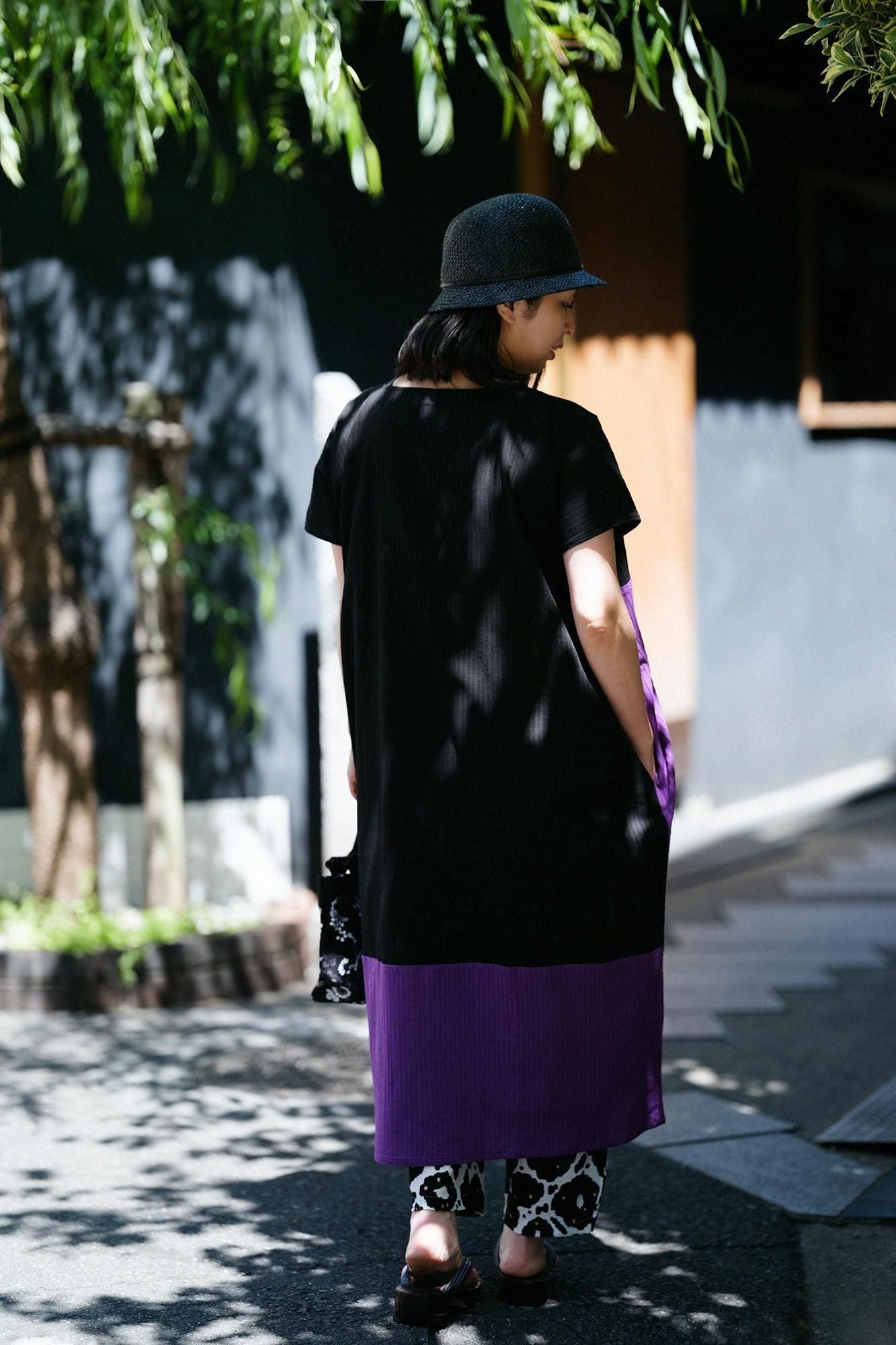 타카시마치지미 40/20 아키하 직사각형 원피스 그룹 (kumi)/검은색(목재) x Sumireiro