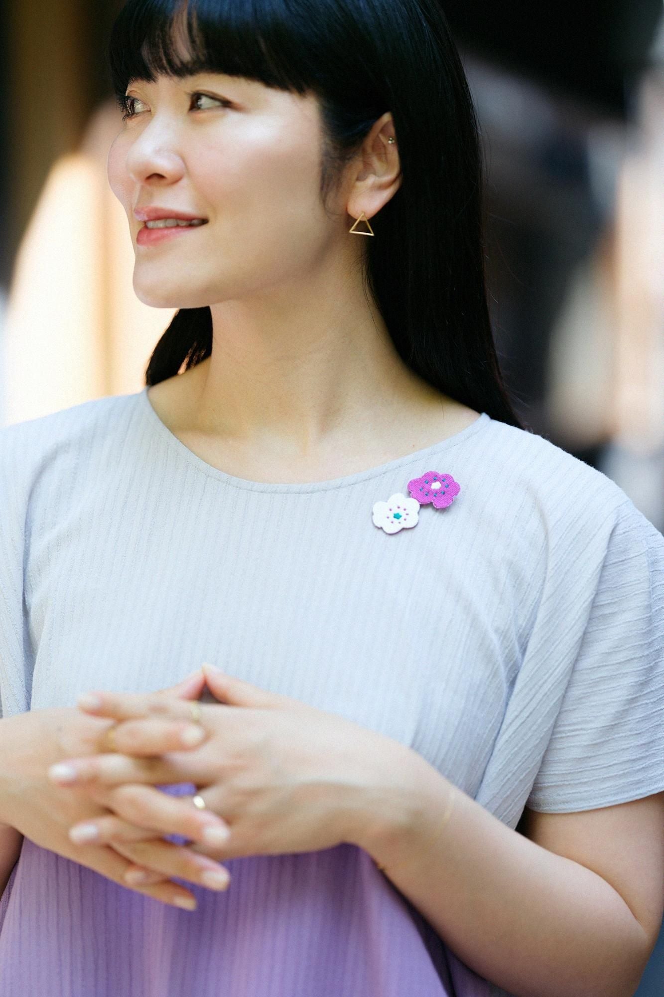 Chizimi Cotton 40/20 Akiha Rectangular Dress Bi-color / Pale Grey x Pastel Purple