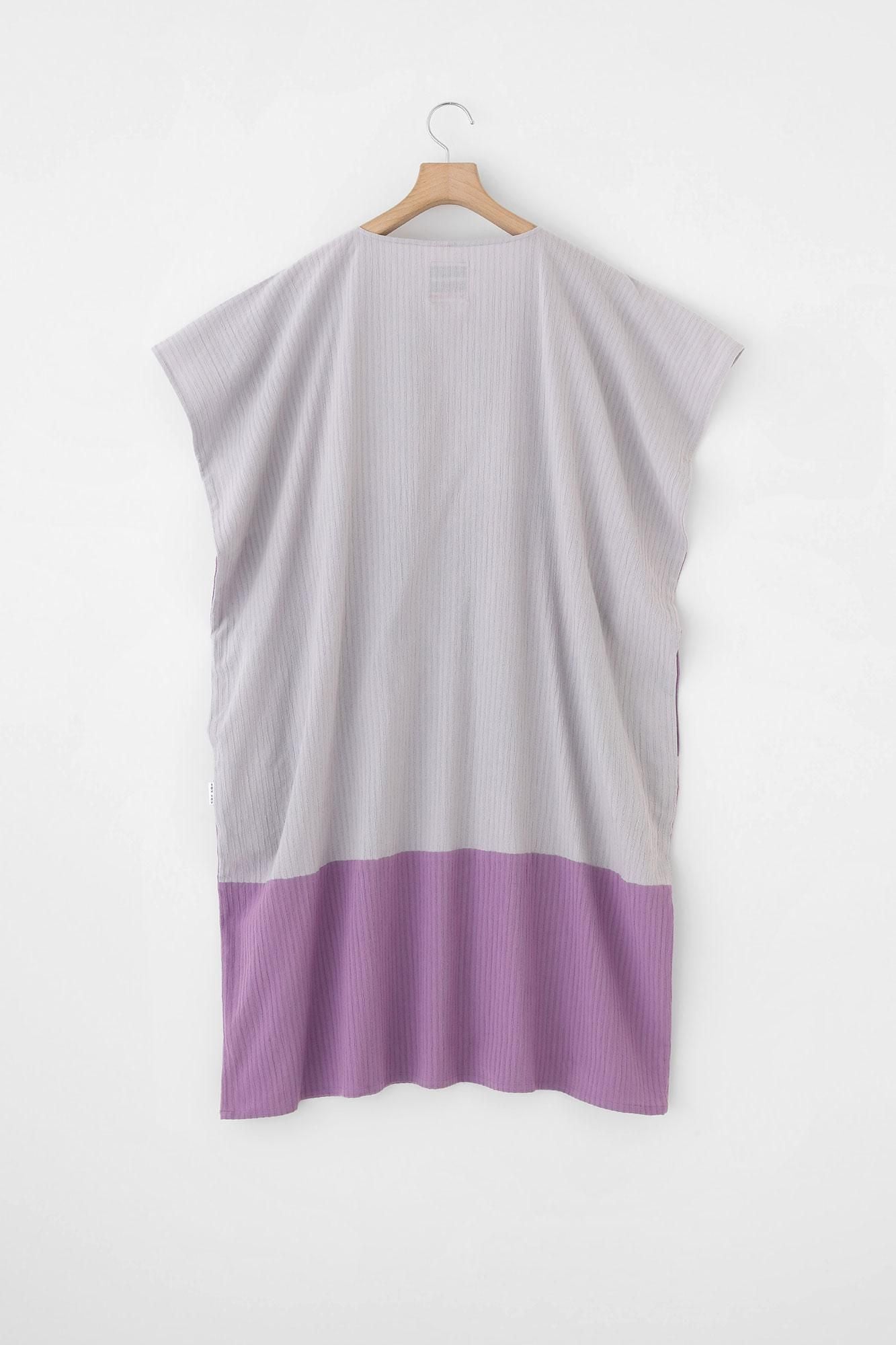 Chizimi Cotton 40/20 Akiha Rectangular Dress Bi-color / Pale Grey x Pastel Purple