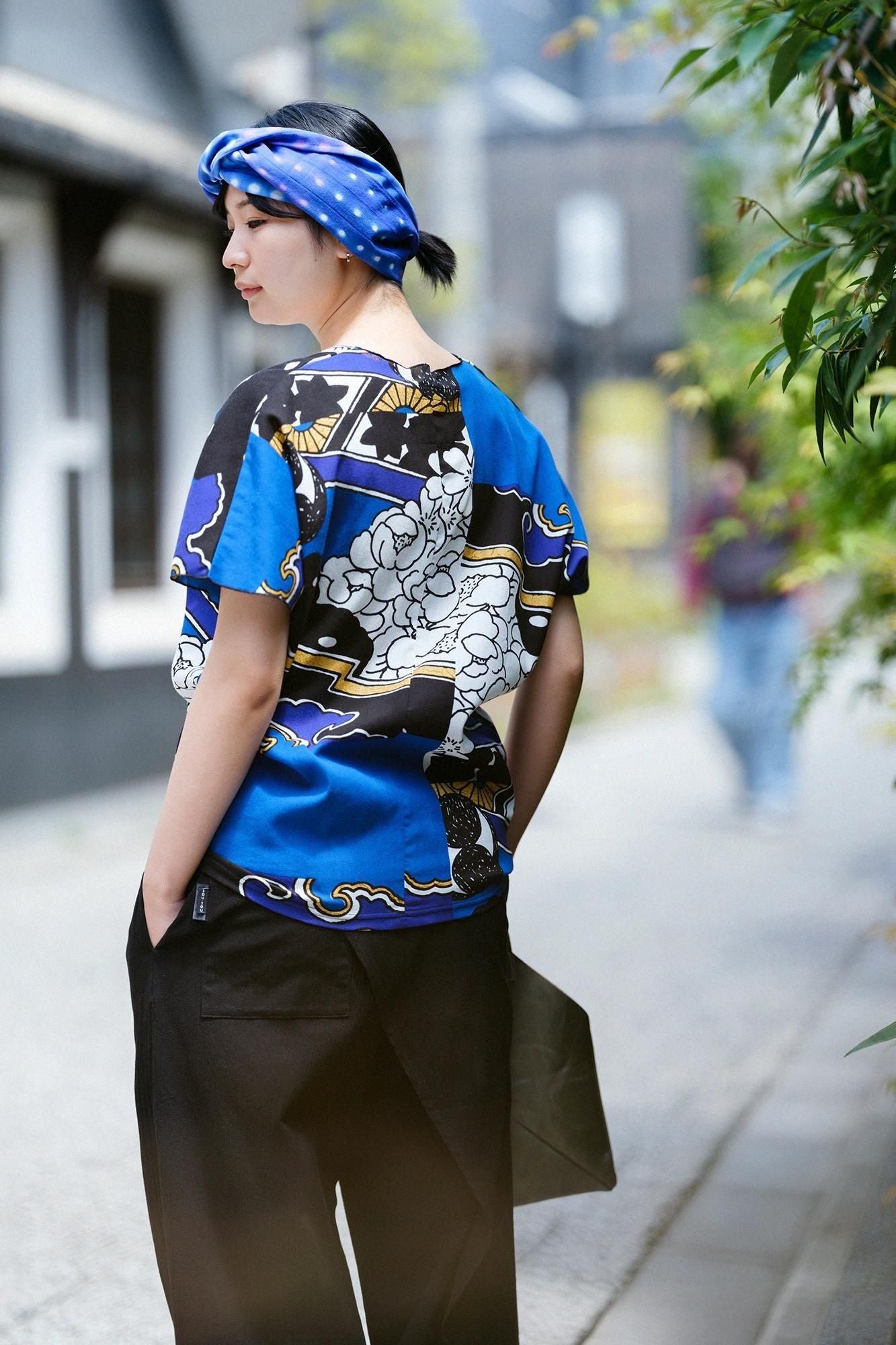 高島縮棉 40/40 短袖上衣/傾奇