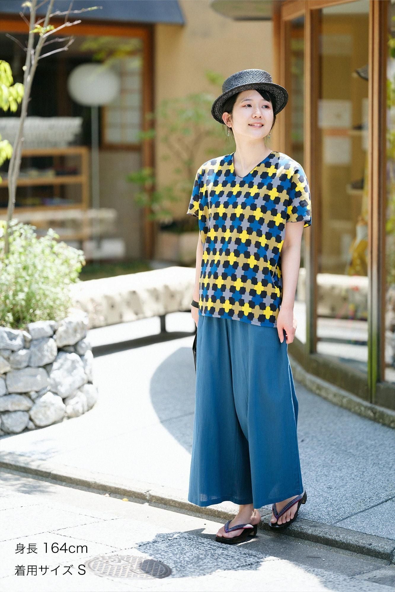 高島縮棉 40/40 短袖上衣/繩梯子