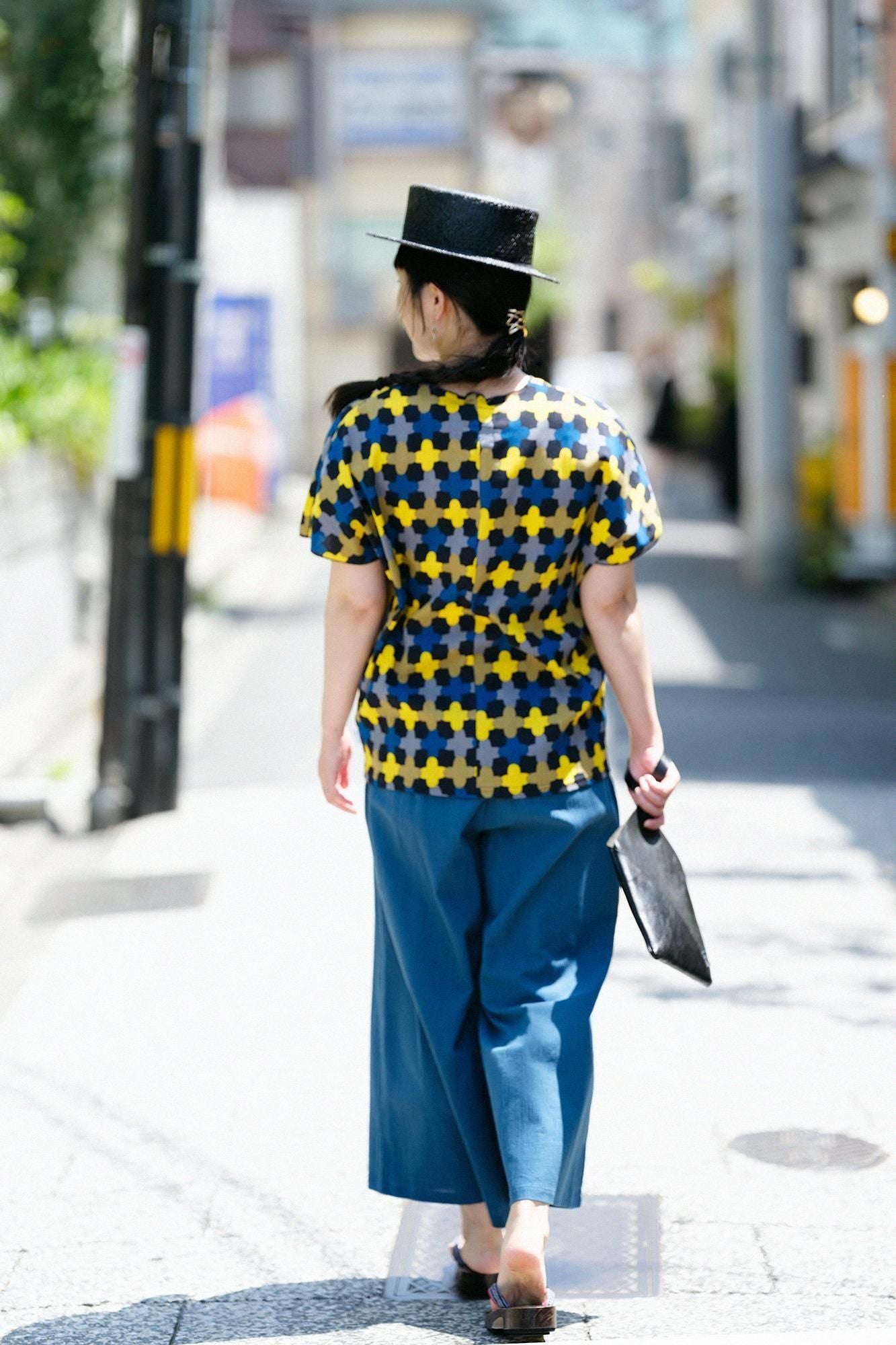 高島縮棉 40/40 短袖上衣/繩梯子