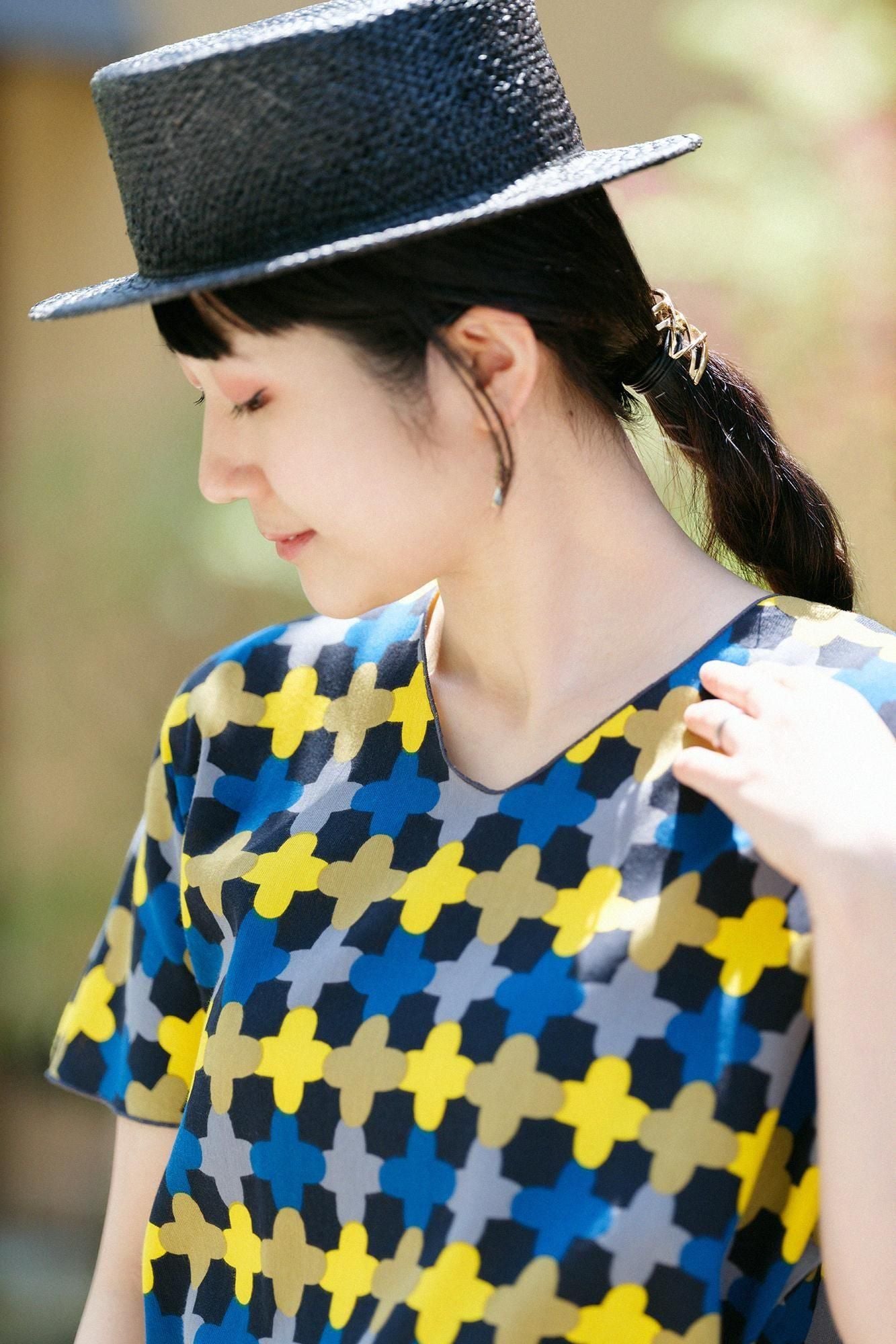 高島縮棉 40/40 短袖上衣/繩梯子