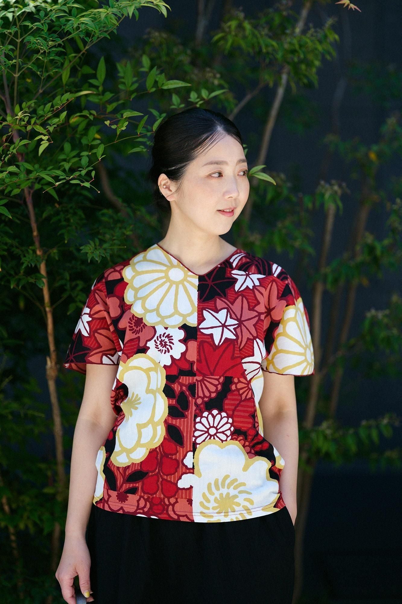 高島縮棉 40/40 短袖上衣/豪華