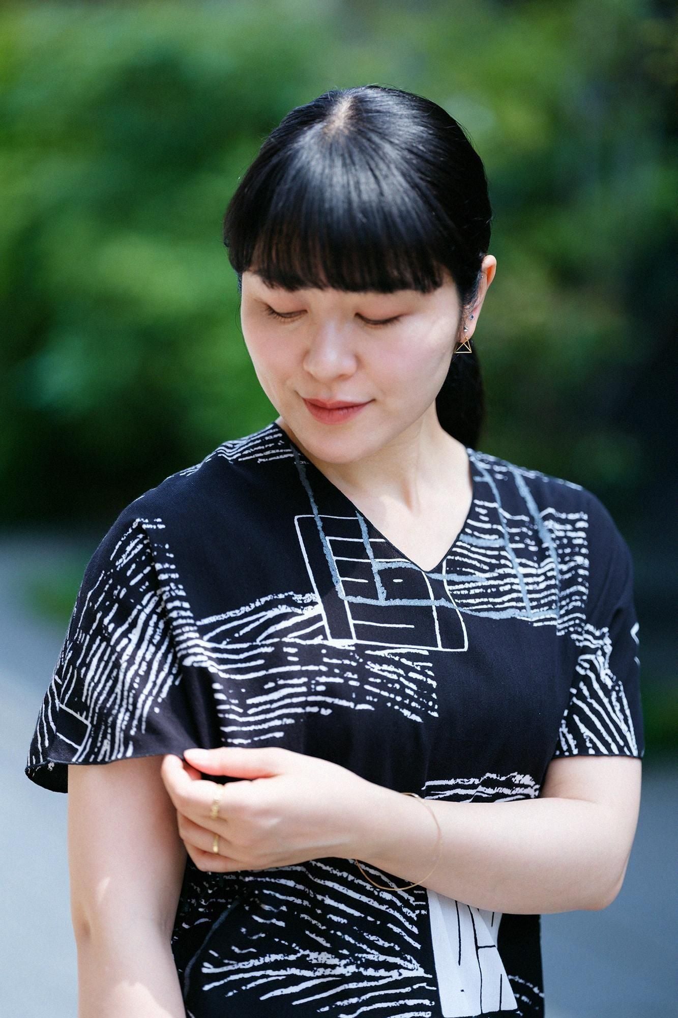 高島縮棉 40/40 短袖上衣/令和之波