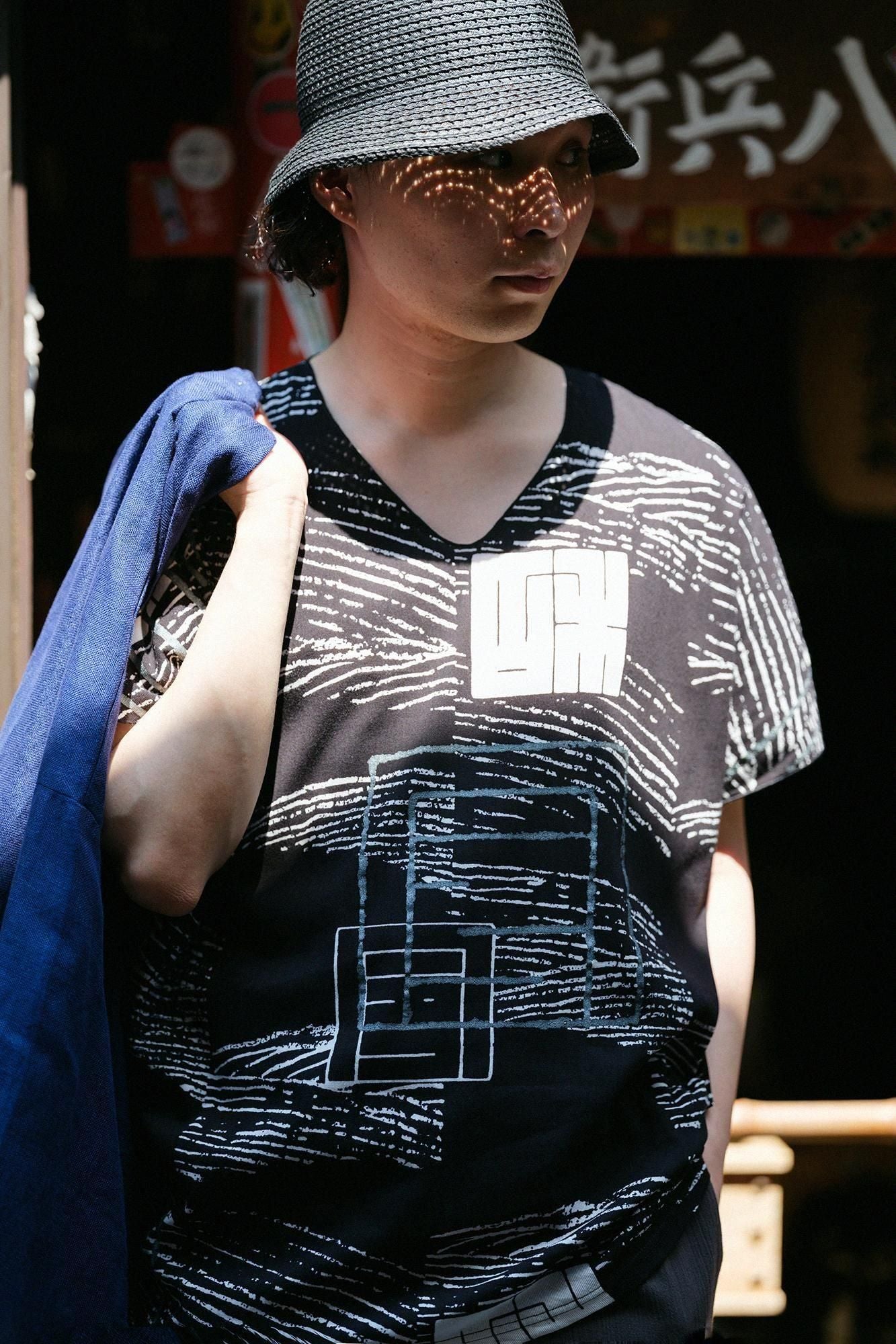 高島縮棉 40/40 短袖上衣/令和之波