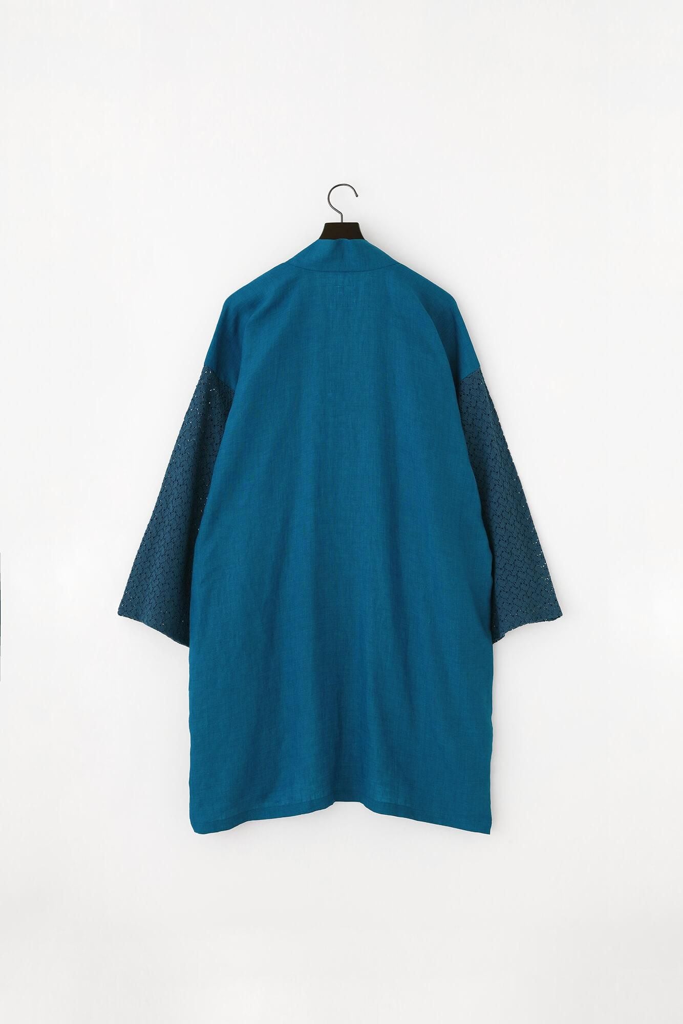 대마 x비침있는 자수 사각형 슬리브한텐(Kakusojanten) 싱글 (Hitoe)/Usuhanada)