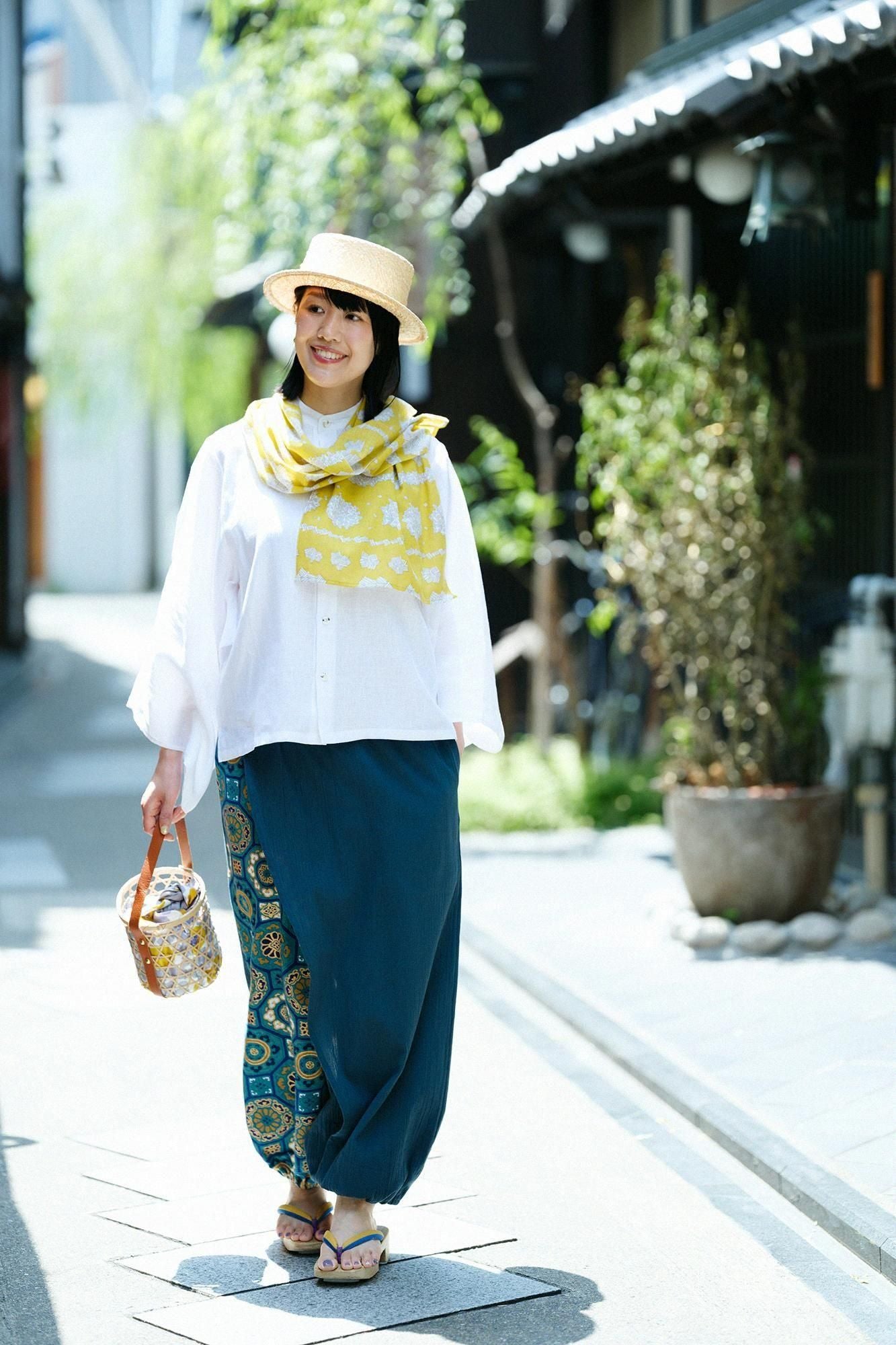 Isemomen Cotton Short Scarf / White Clover 2