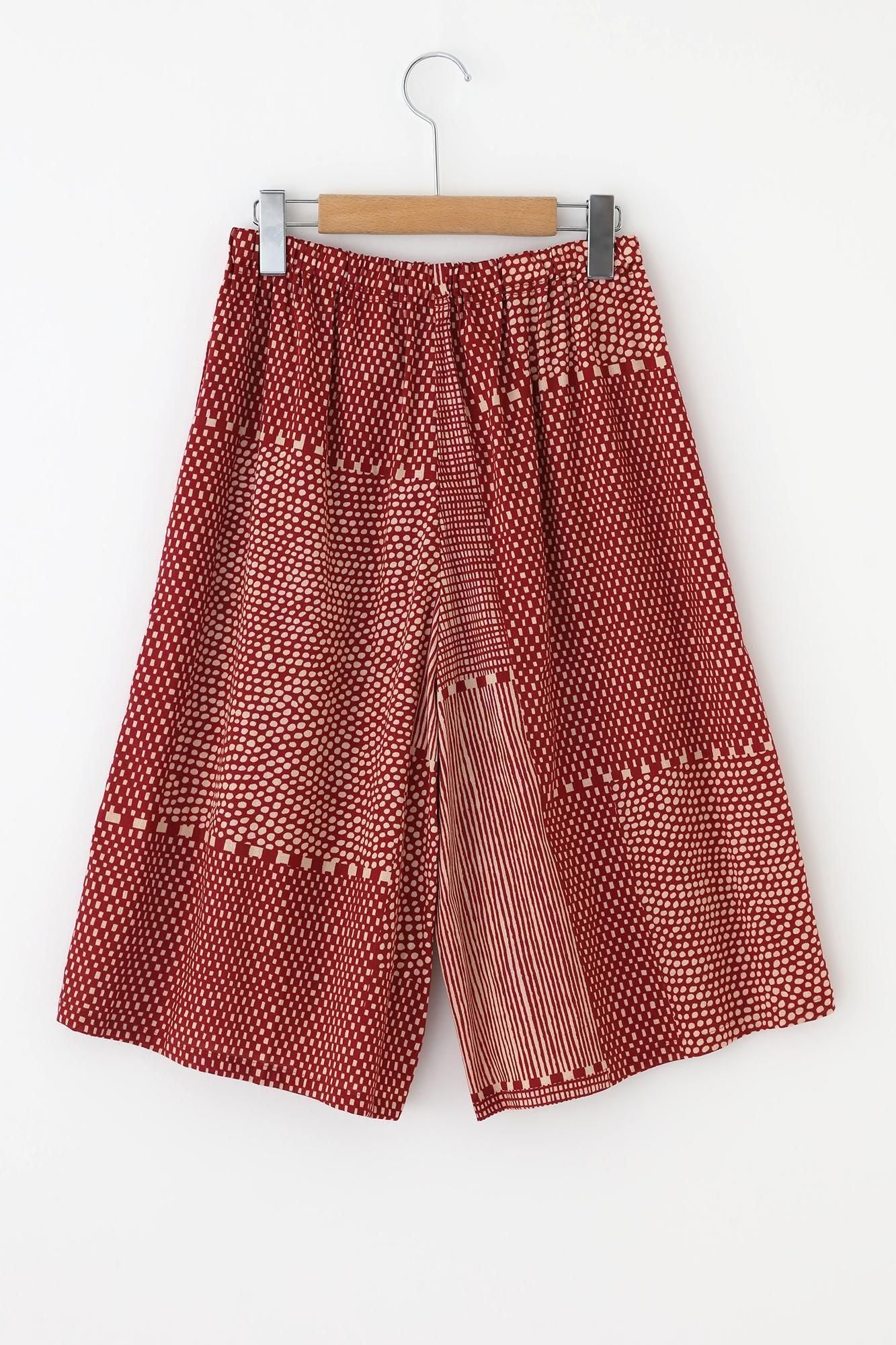 【官網限定】SOU・SOU×華歌爾 寬 闊腿褲 及膝長度/點線 小豆色