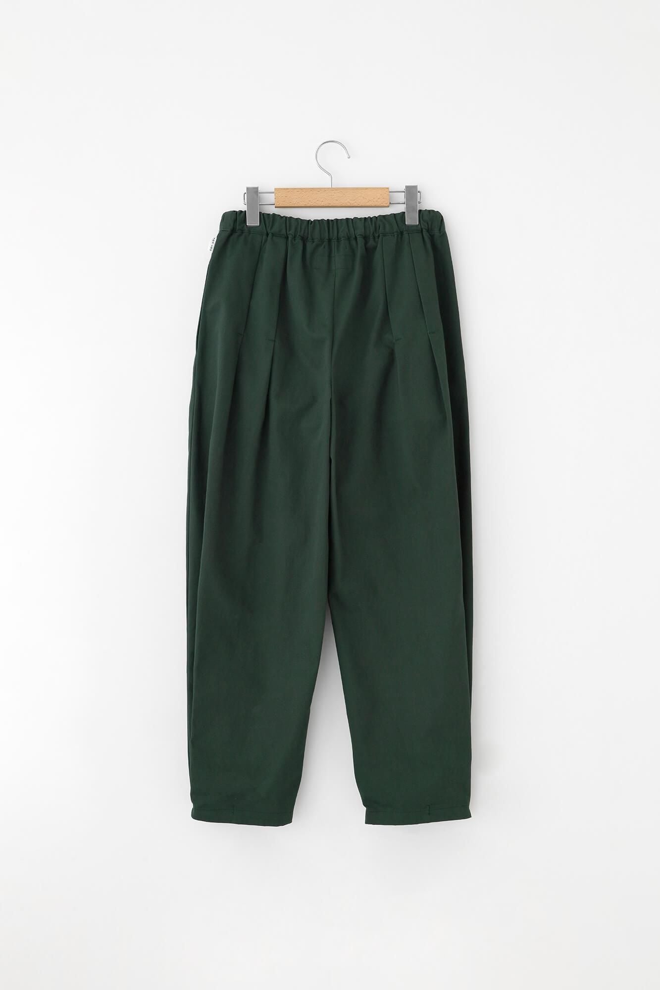 高密度 斜紋織 二褶闊腿褲 蕾/柚葉綠色