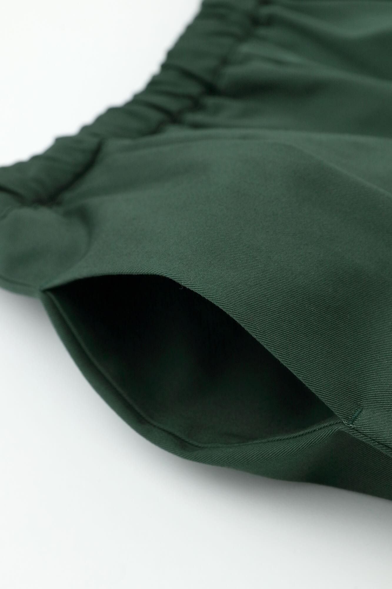 高密度 斜紋織 二褶闊腿褲 蕾/柚葉綠色