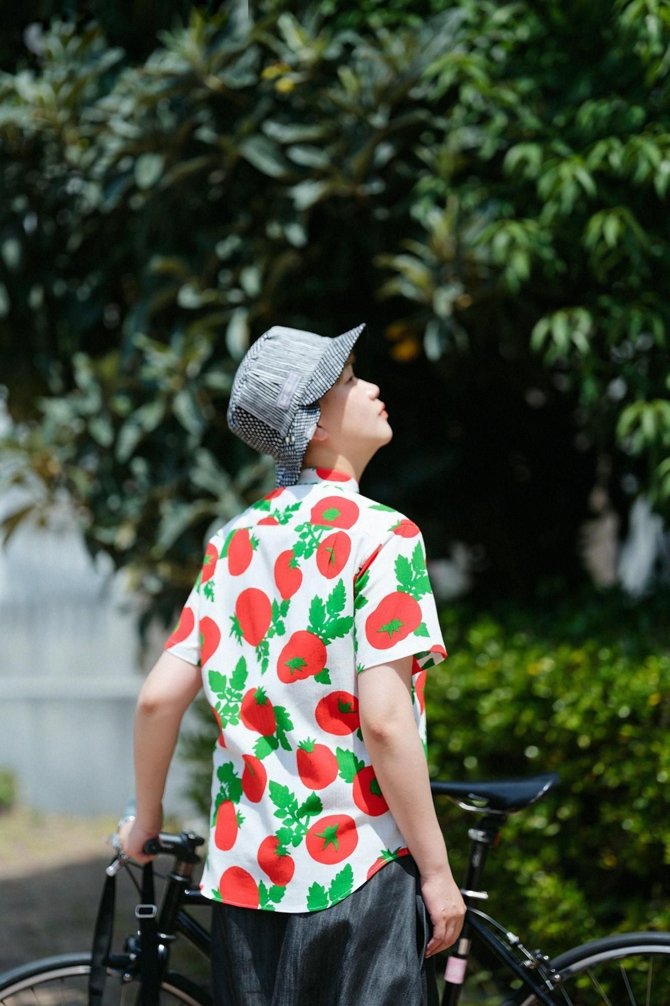 高島縮棉 20/20雙面用BIKE 帽子/點線墨黑色