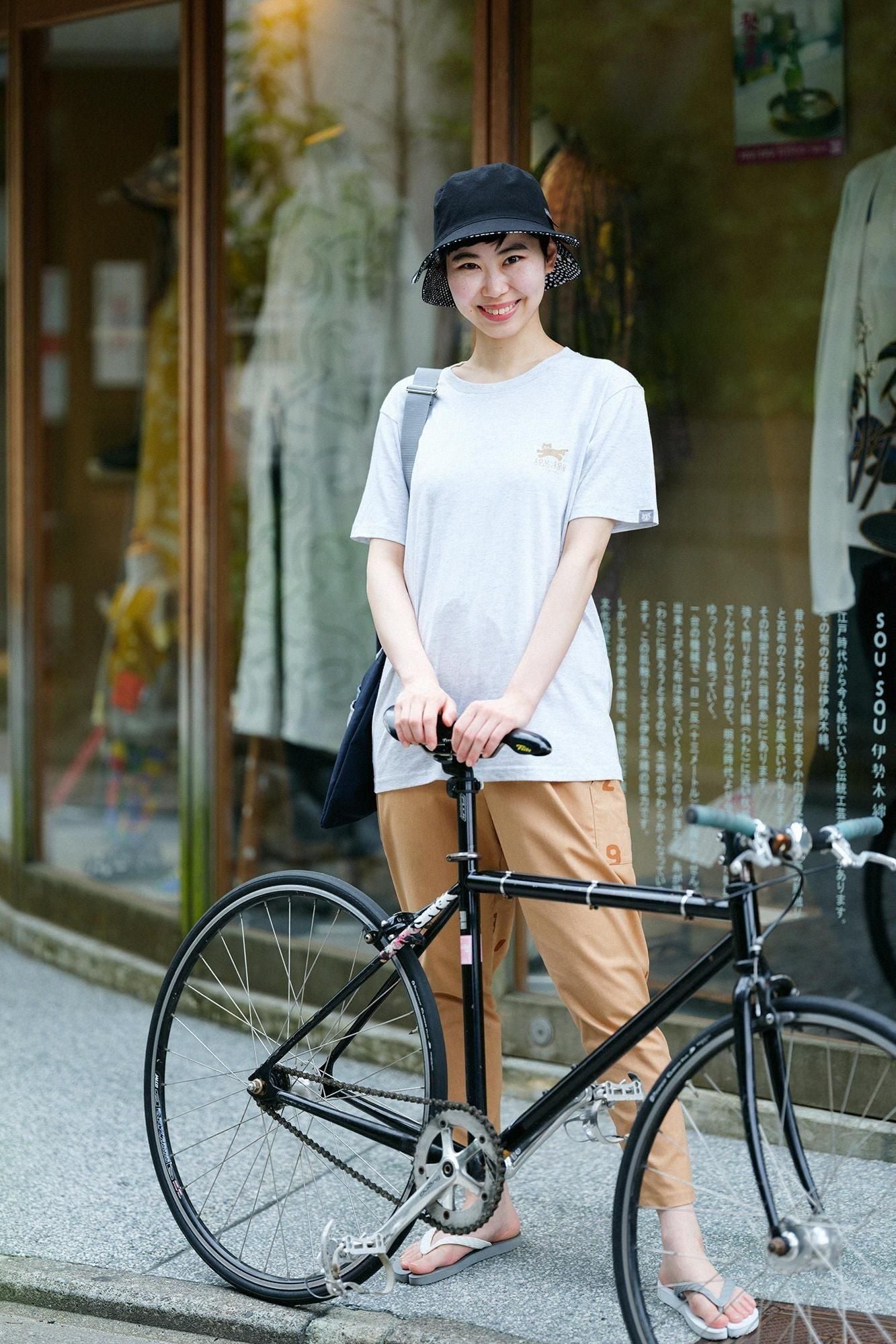 高島縮棉 20/20雙面用BIKE 帽子/點線墨黑色