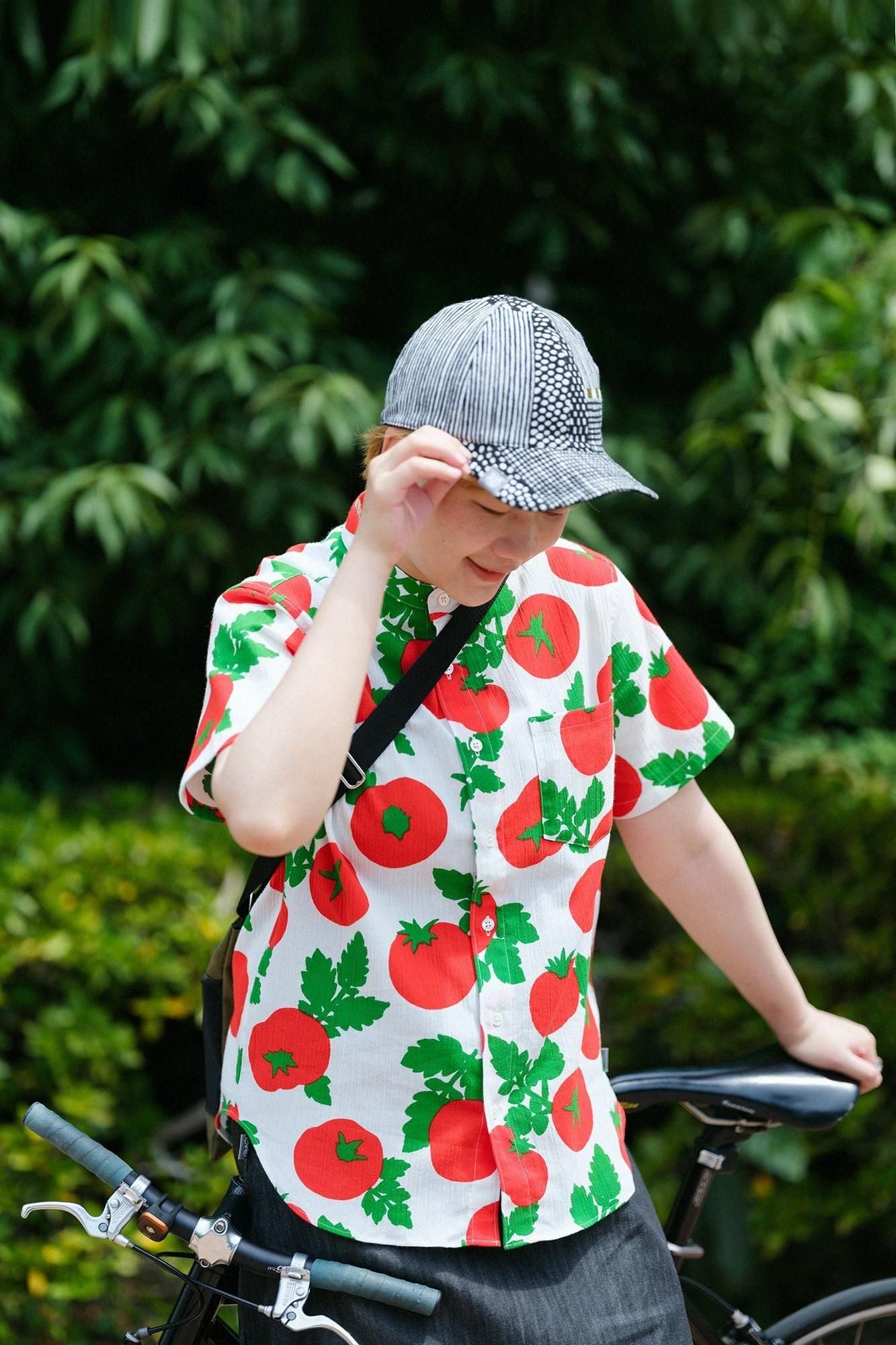 高島縮棉 20/20雙面用鴨舌帽/點線墨黑色