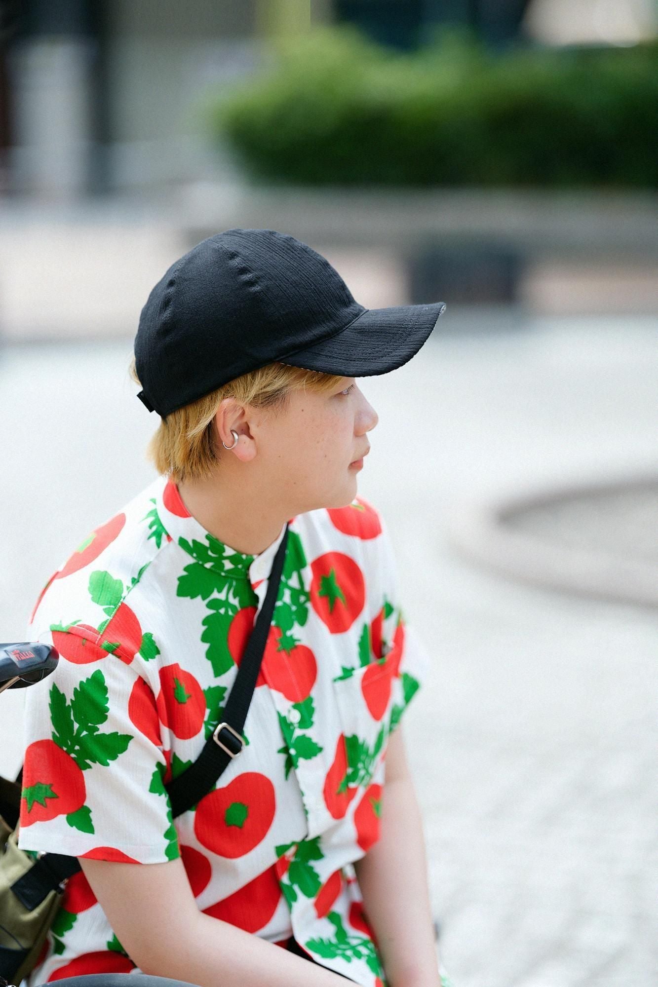 高島縮棉 20/20雙面用鴨舌帽/點線墨黑色