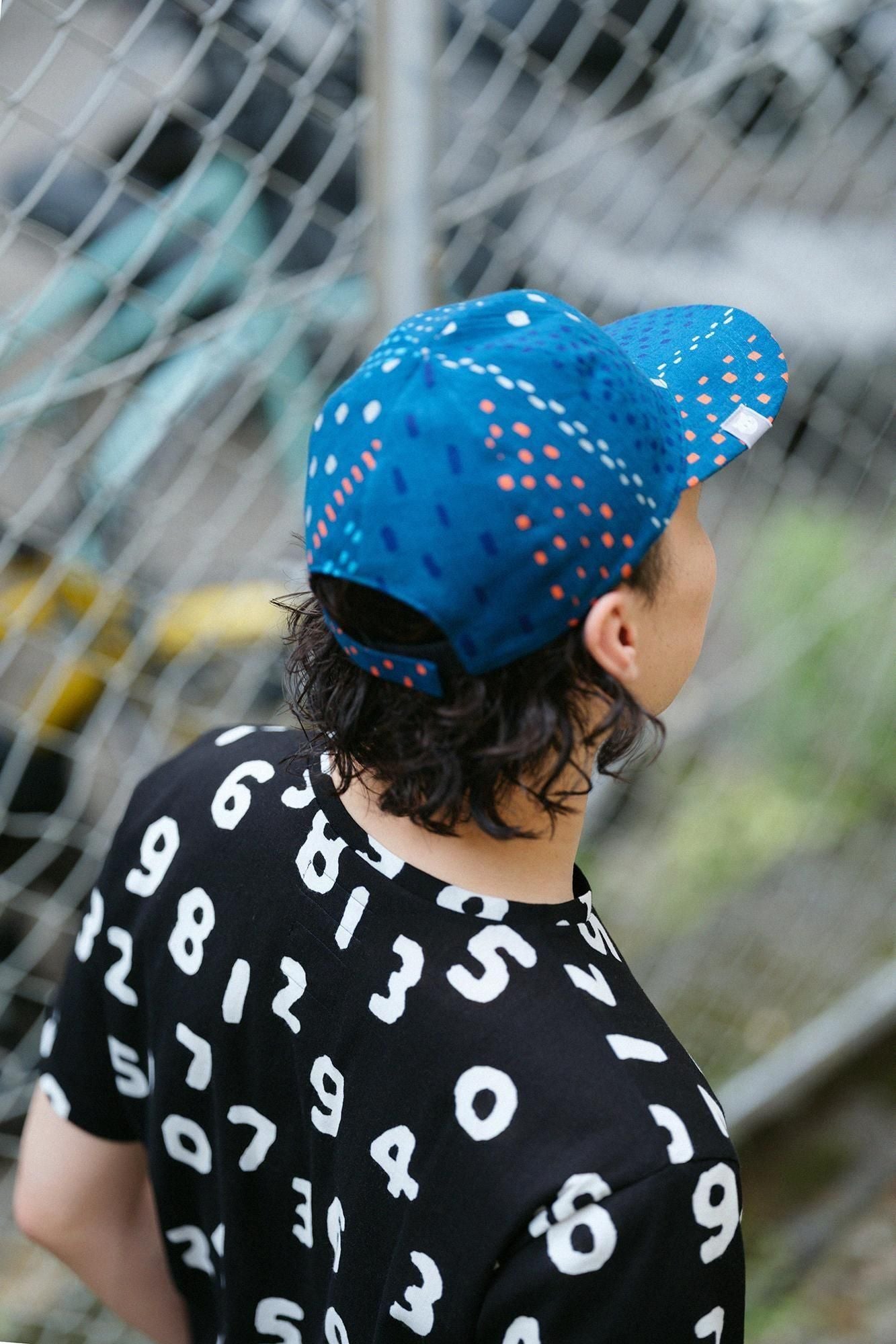 高島縮棉 20/20雙面用鴨舌帽/冰雹條紋