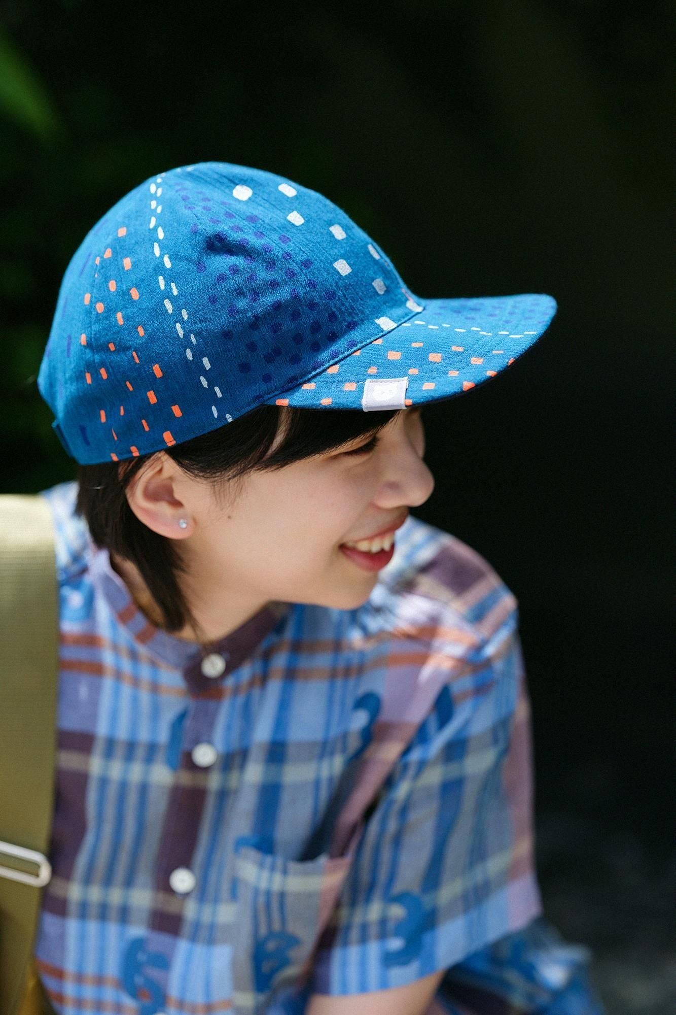 高島縮棉 20/20雙面用鴨舌帽/冰雹條紋