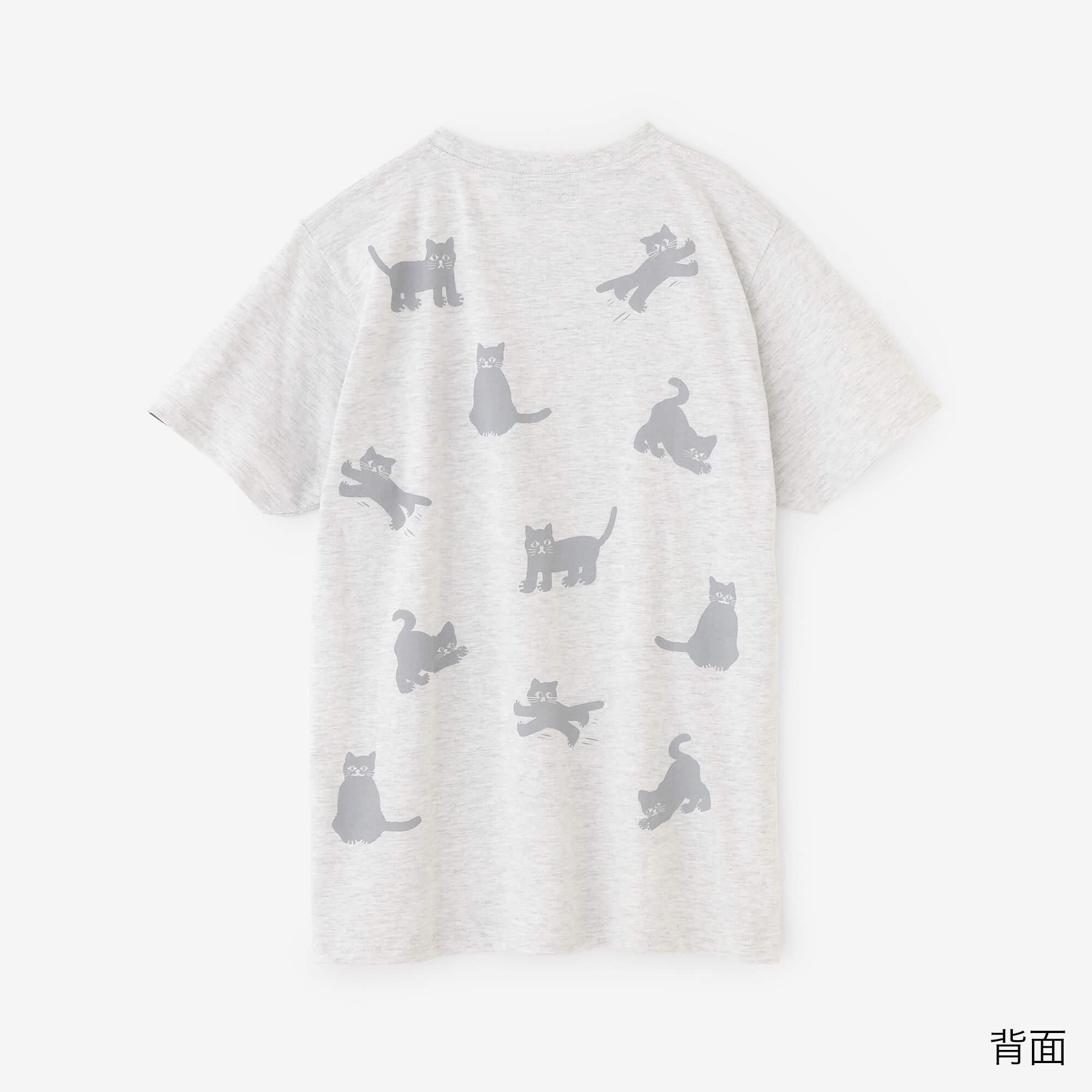 【美品】SOU SOU シャツ サイズ5 ホワイト 猫柄 日本製 ねこ 半袖Tシャツ[5.0]／アイボリー