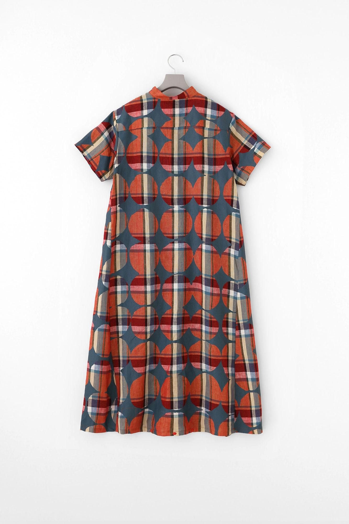 亞麻格子BIKE 連身裙/彈珠